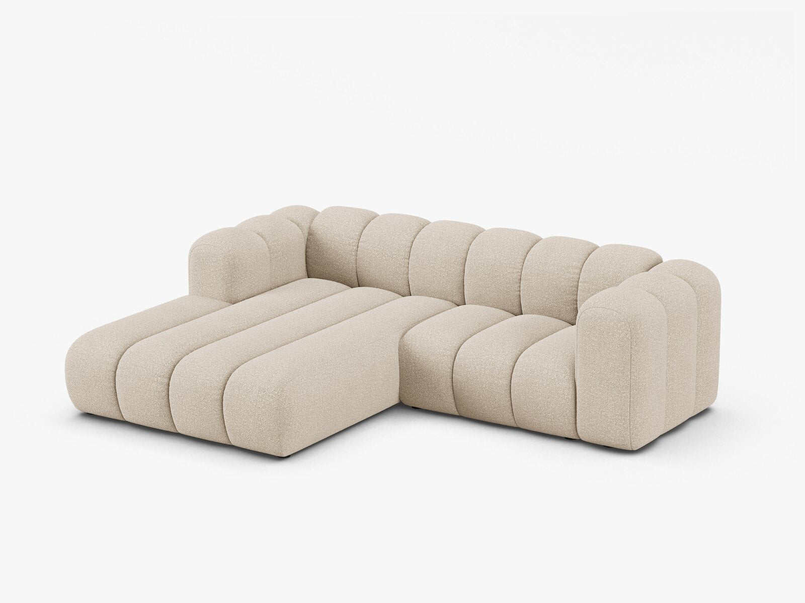 Micadoni Modulares Ecksofa Lupine 3-Sitzer Links Boucle Baloo Beige