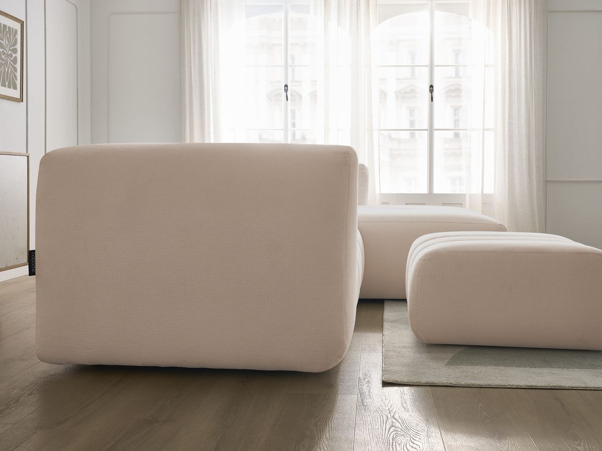 Bobochic Talia Ecksofa mit Pouf Melange-Stoff Beige Ecke rechts