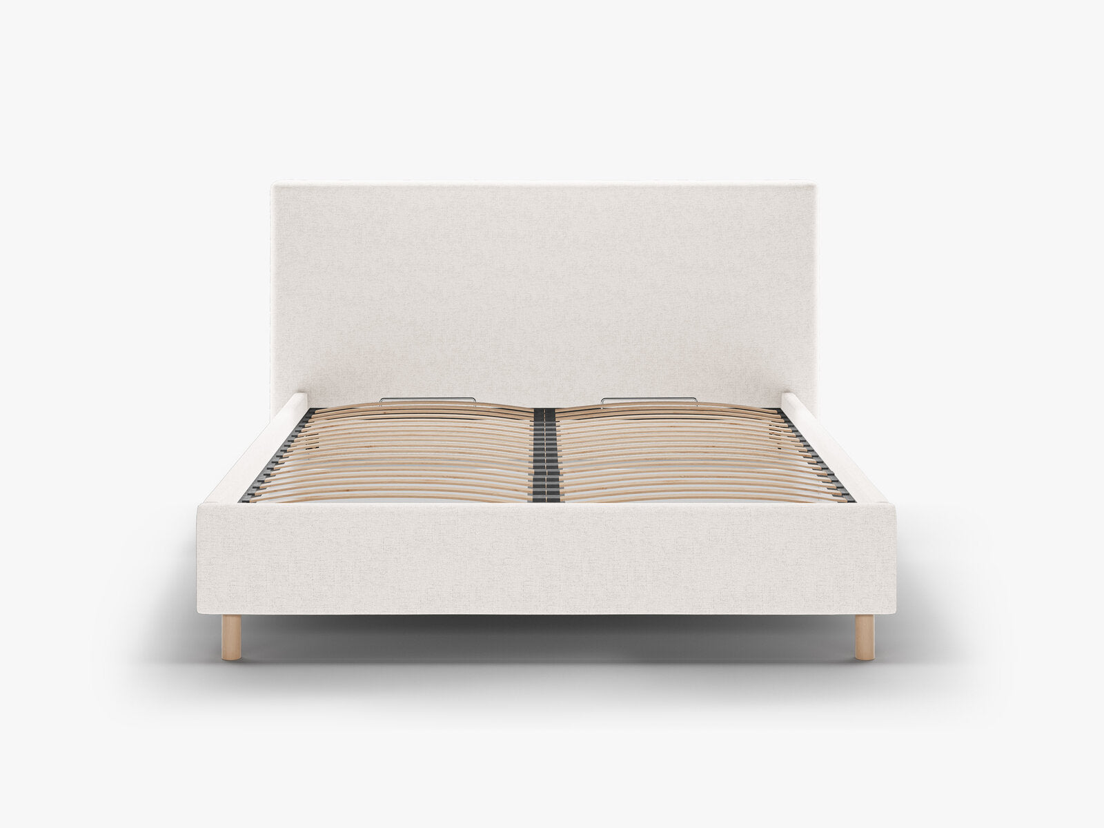Micadoni Stauraumbett mit Kopfteil Eloise Strukturierter Stoff Moly Helles Beige 180x200