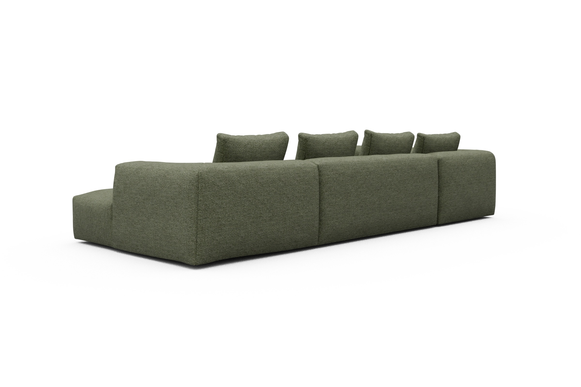 Wohnlandschaft Fred Chaiselongue rechts mit 2-Sitzer und lange Armlehne links Carreno-Vivid-Green