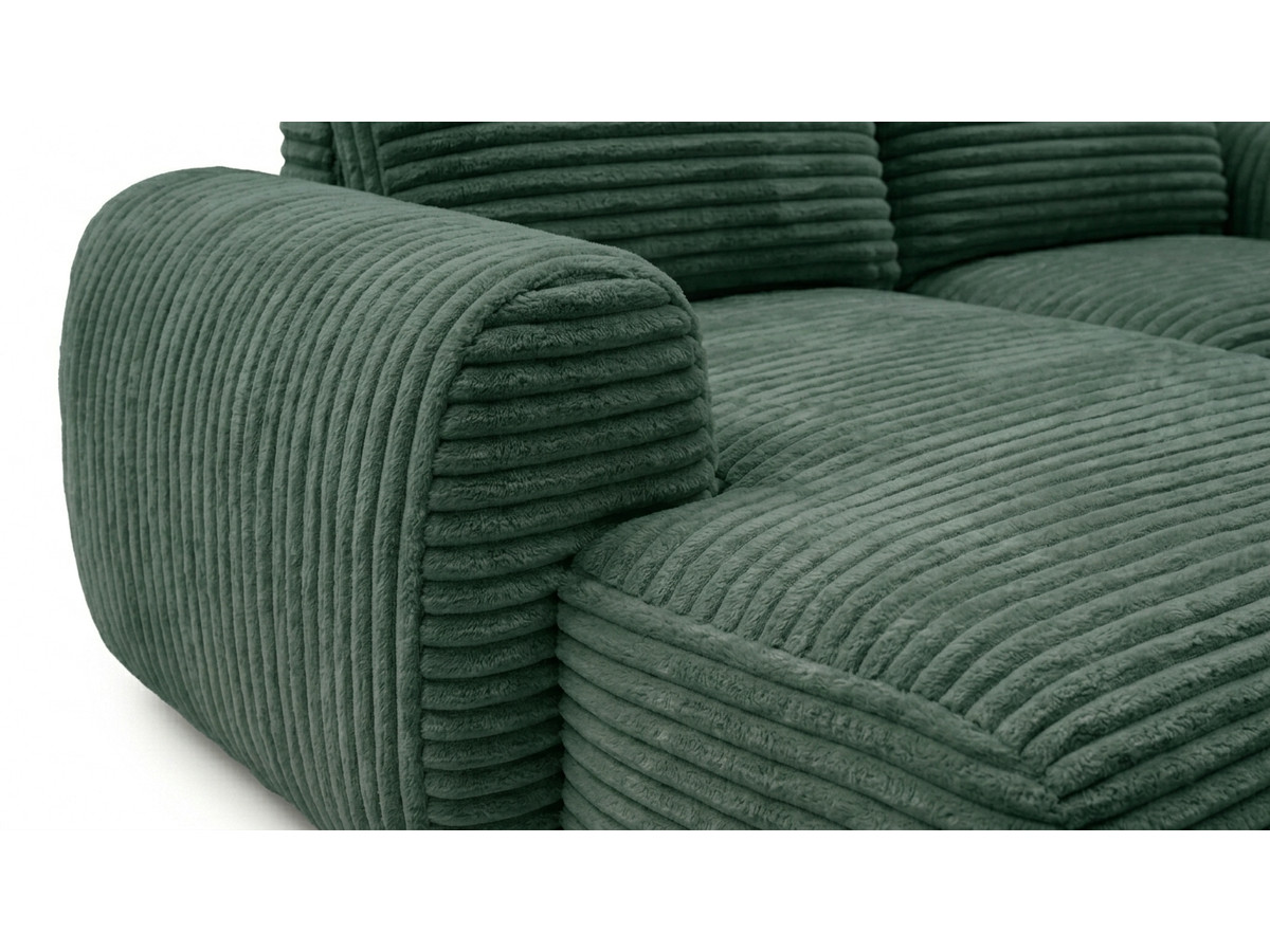 Bobochic Lucien Ecksofa mit Schlaffunktion und Bettkasten Breitcord weich Grün Ecke links