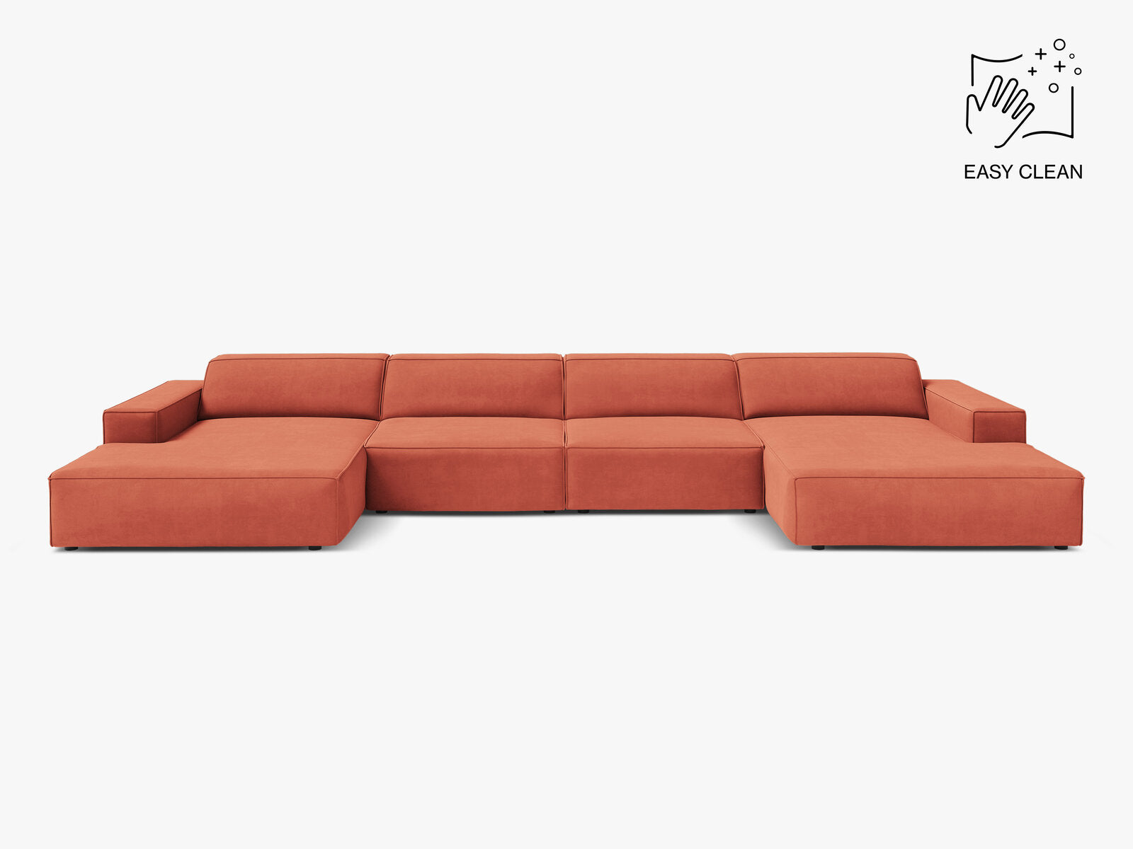 Micadoni Panorama-Sofa Jodie 6-Sitzer Samt Venus Koralle