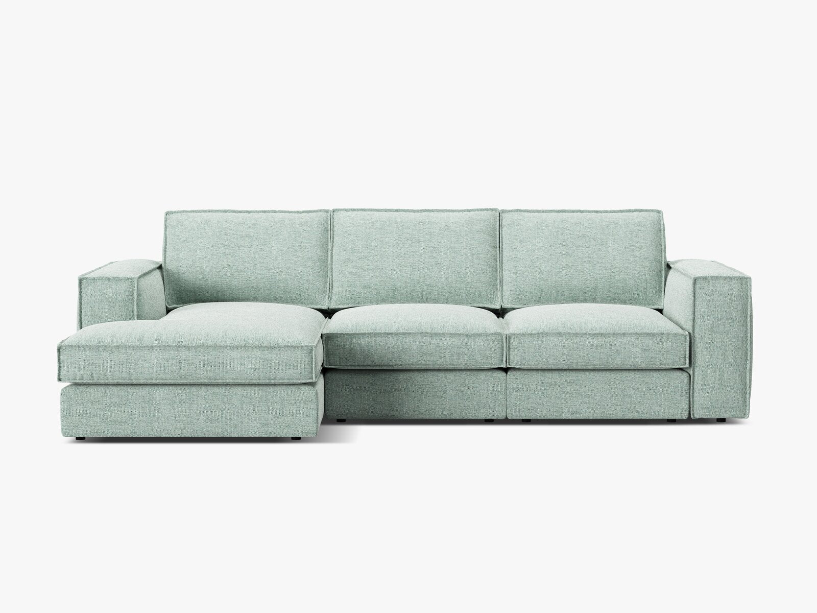 Micadoni modulares Ecksofa Pola 3-Sitzer Links Strukturierter Stoff Babel Minze