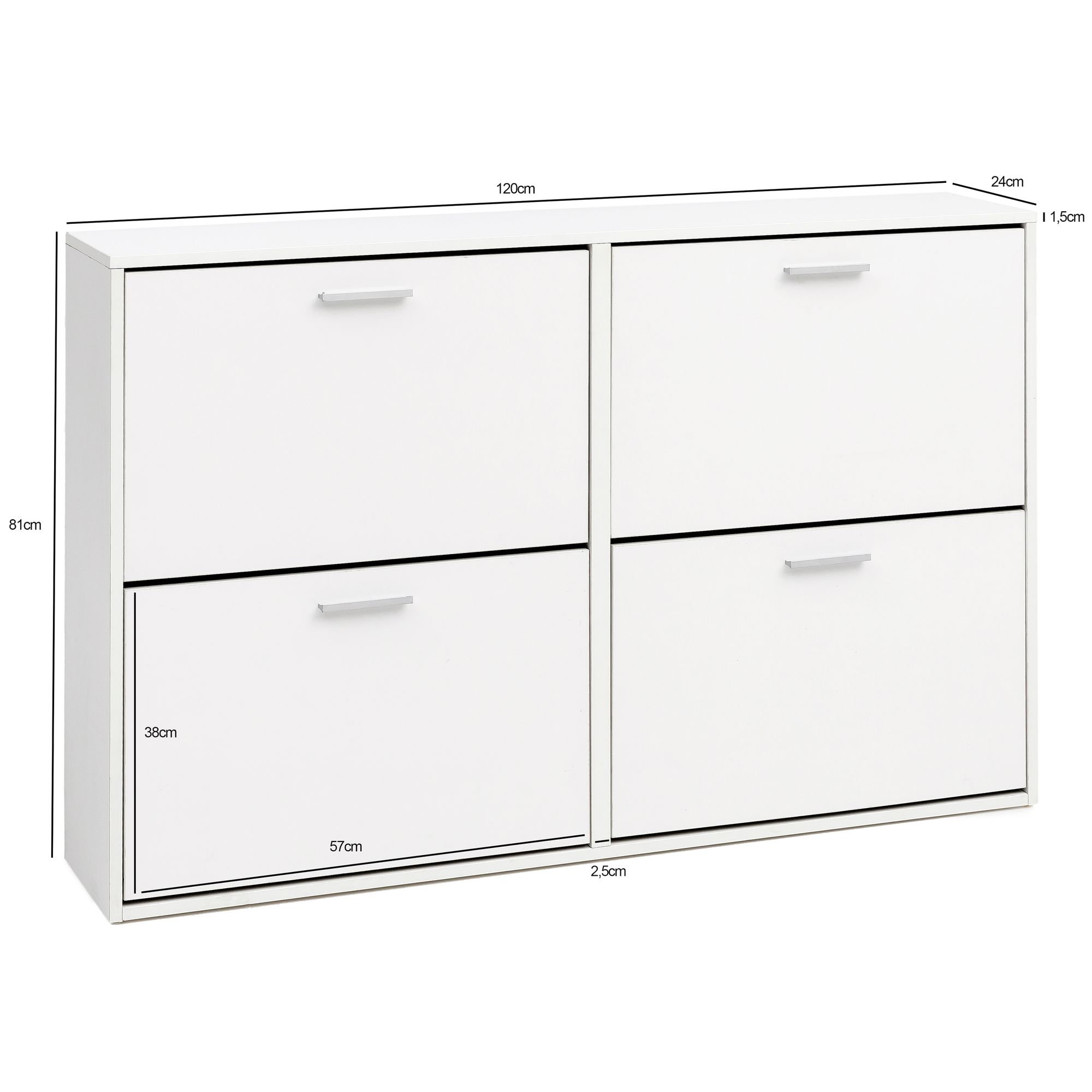 Schuhschrank Volda Weiß 120 × 24 × 81 cm