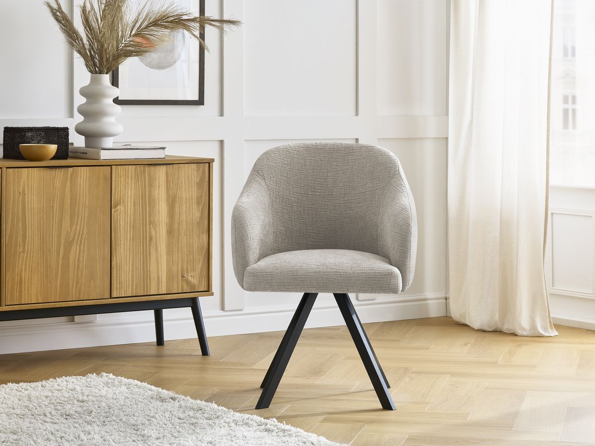 Bobochic Sophie Esszimmerstuhl mit Sternfuß Strukturstoff Beige