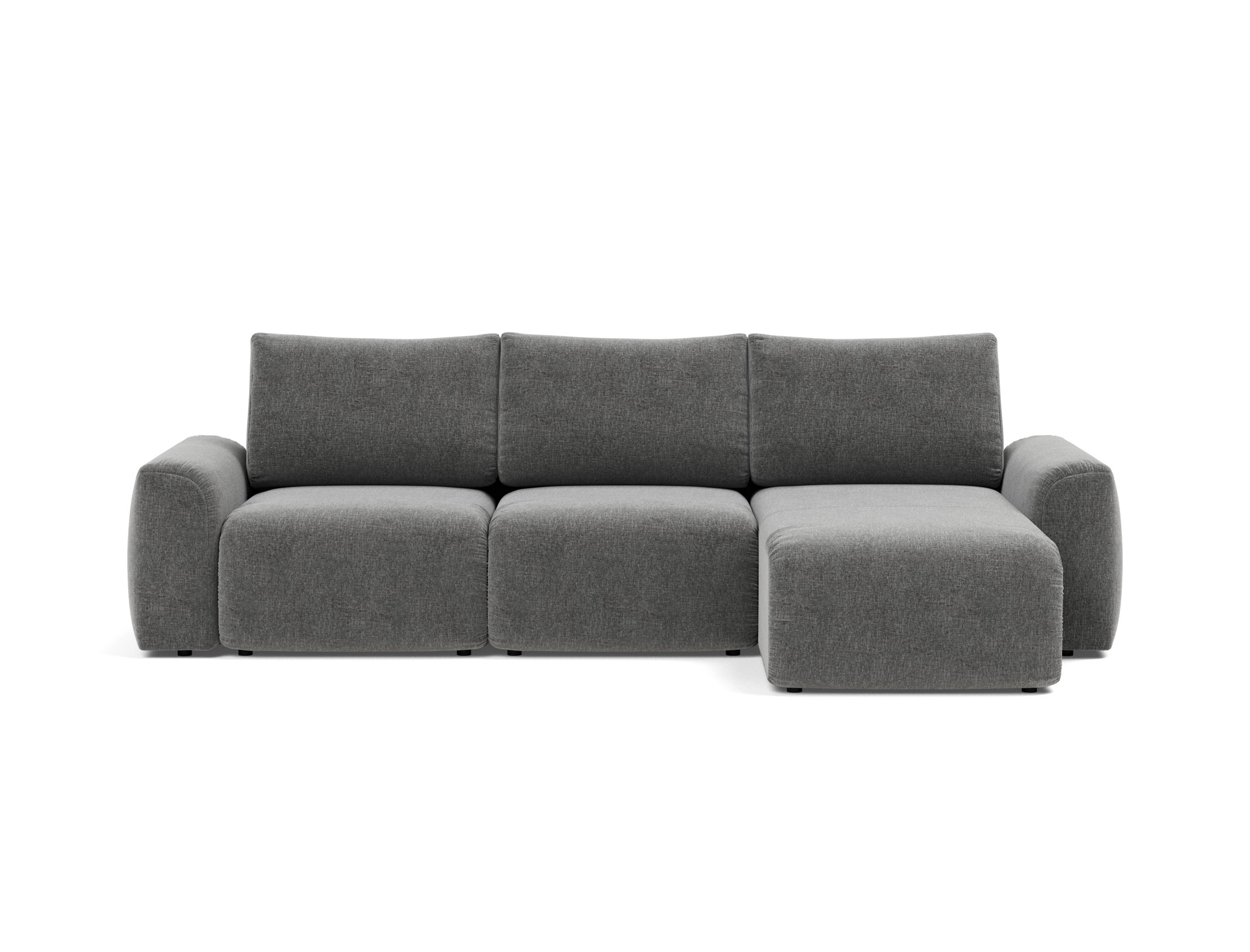 Schlafsofa Norum mit Chaiselongue und Chunky-Armlehnen Strukturierter Stoff Twist 563-Charcoal