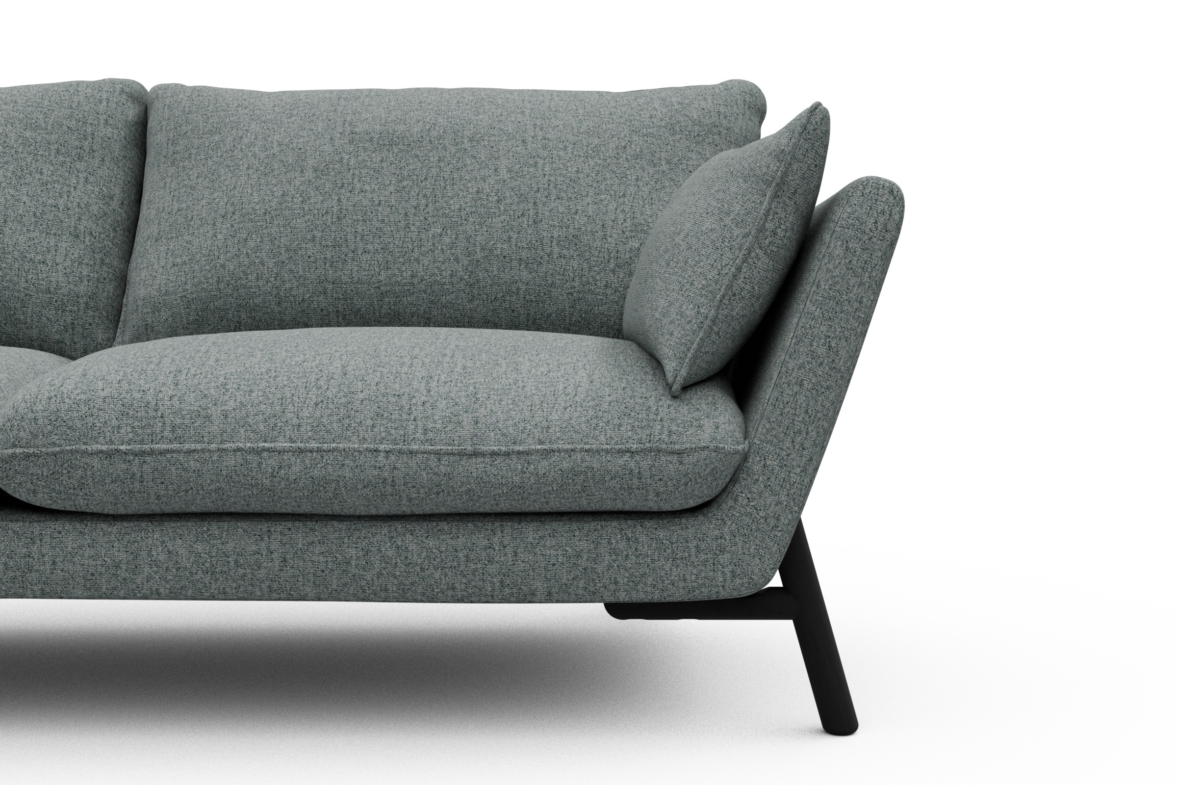 Sofa Emil 3-Sitzer Beinfarbe Eiche Schwarz Casone-Light-Mixed-Green