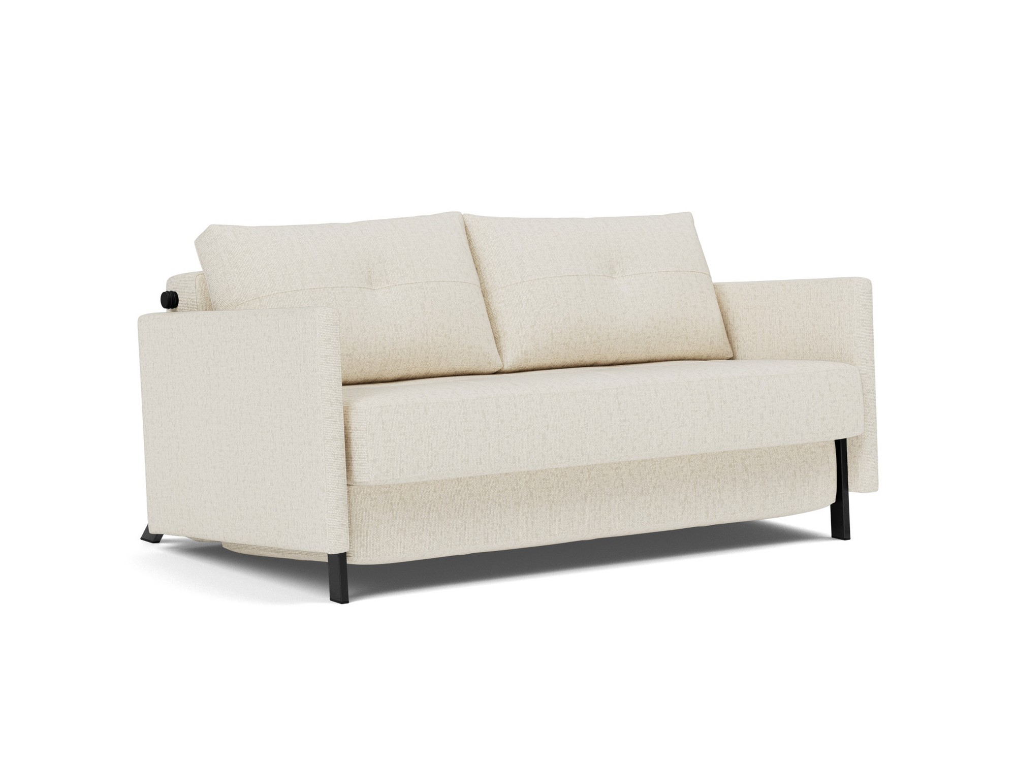 Schlafsofa Cubed mit Armlehnen 140 Boucle Skandi 531-Off-White