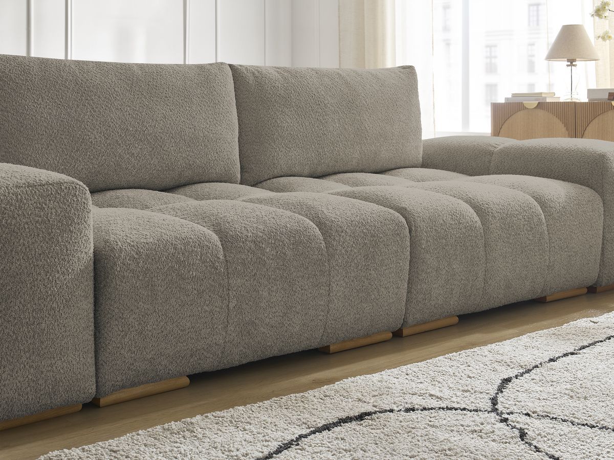 Bobochic Anakin Sofa 3-Sitzer, 2 Kissen Bouclé-Stoff Taupe