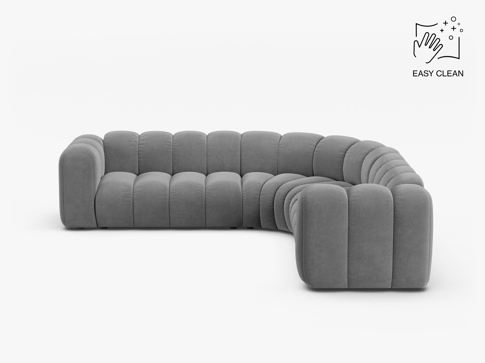 Micadoni symmetrisches Ecksofa Lupine 5-Sitzer mittelgroß Samt Venus Hellgrau