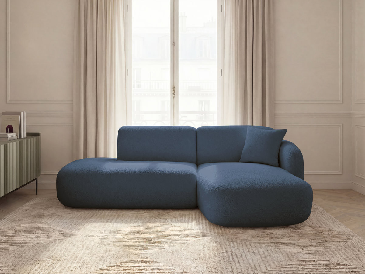 Bobochic Anda Ecksofa 241 × 163 cm Chenille Dunkelblau Ecke rechts