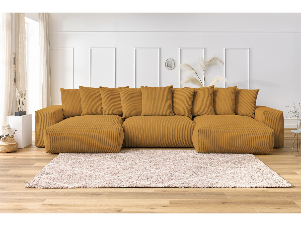 Bobochic Voltaire Wohnlandschaft 420 × 174 cm Cordsamt Gelb