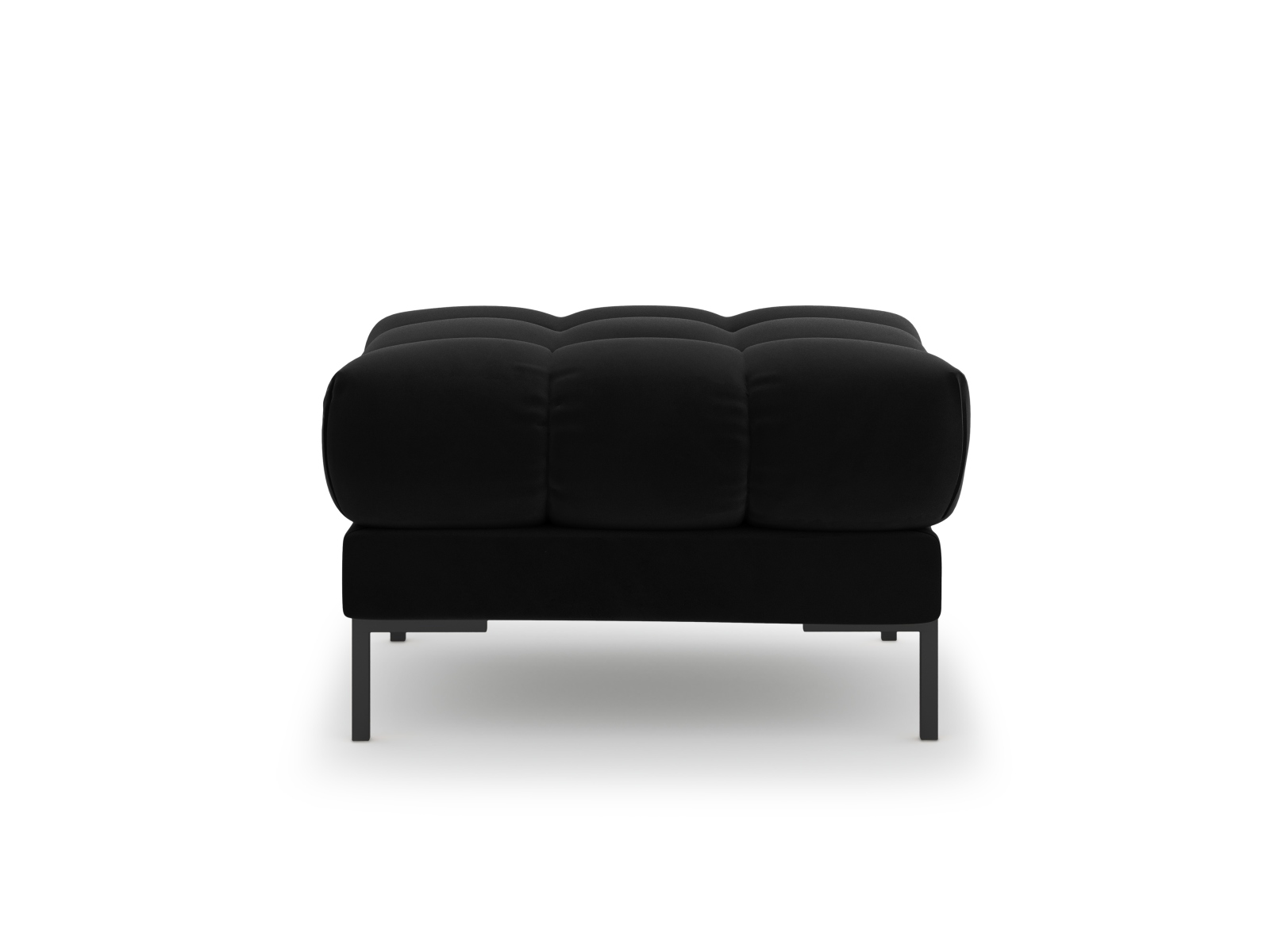 Cosmopolitan Design Pouf Bali Samt Bluvel Schwarz Beine Schwarzes Metall