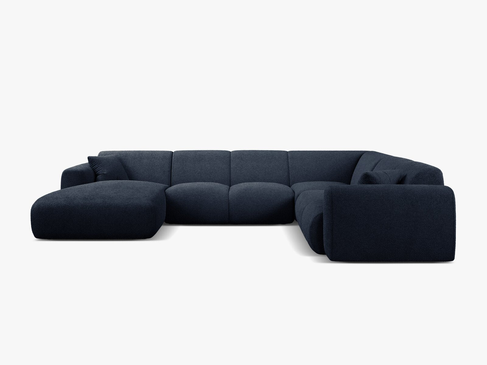 Micadoni Molino Panoramasofa 6-Sitzer Rechts Boucle Baloo Dunkelblau