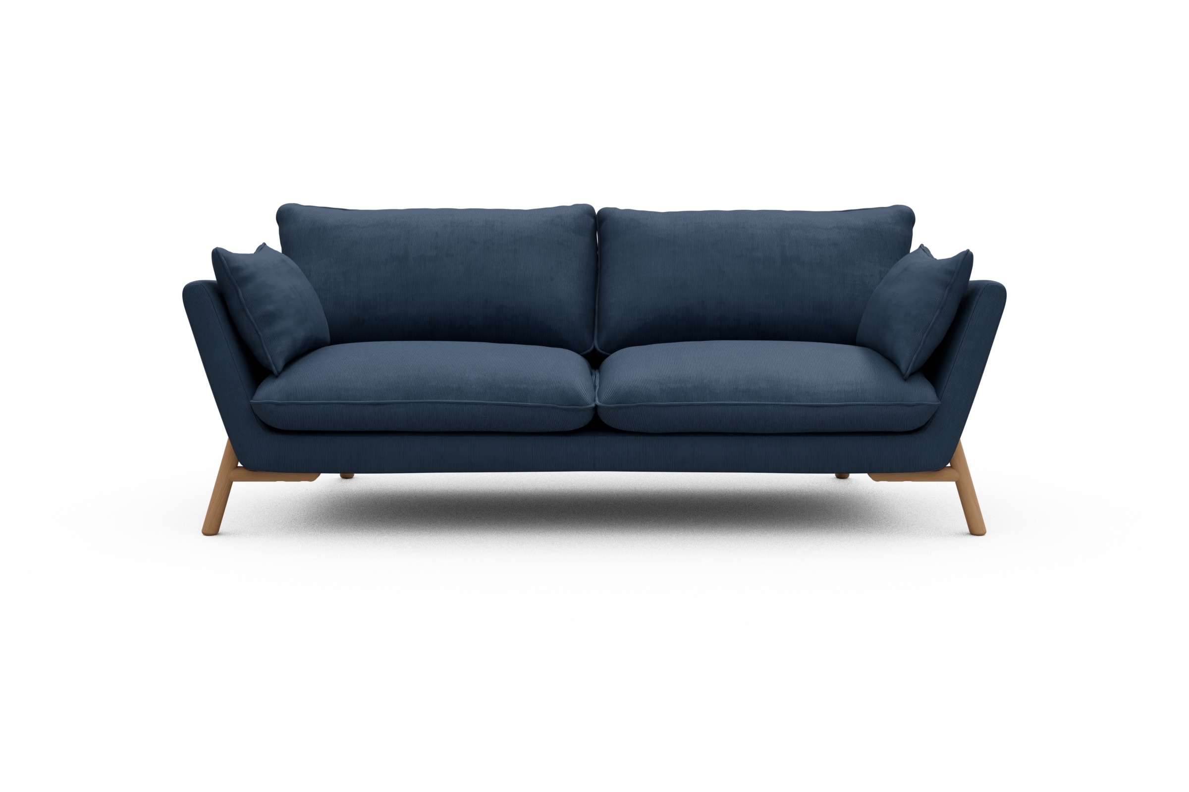Skandi Home Sofa Emil 3-Sitzer Beinfarbe Eiche Natur Cordufine-Royal-Blue moebelfaktor