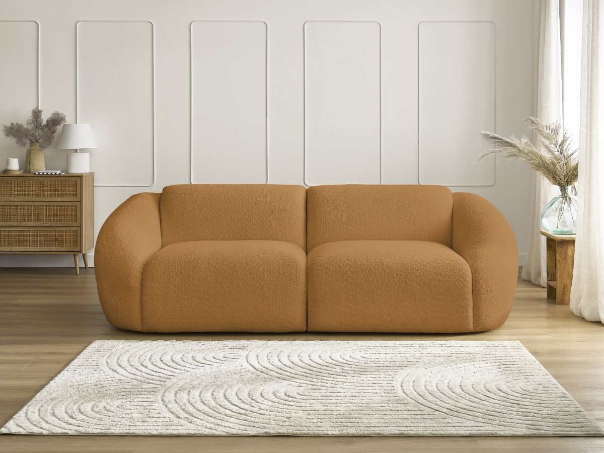 Bobochic Tina Sofa 3-Sitzer Bouclé-Stoff Gelb