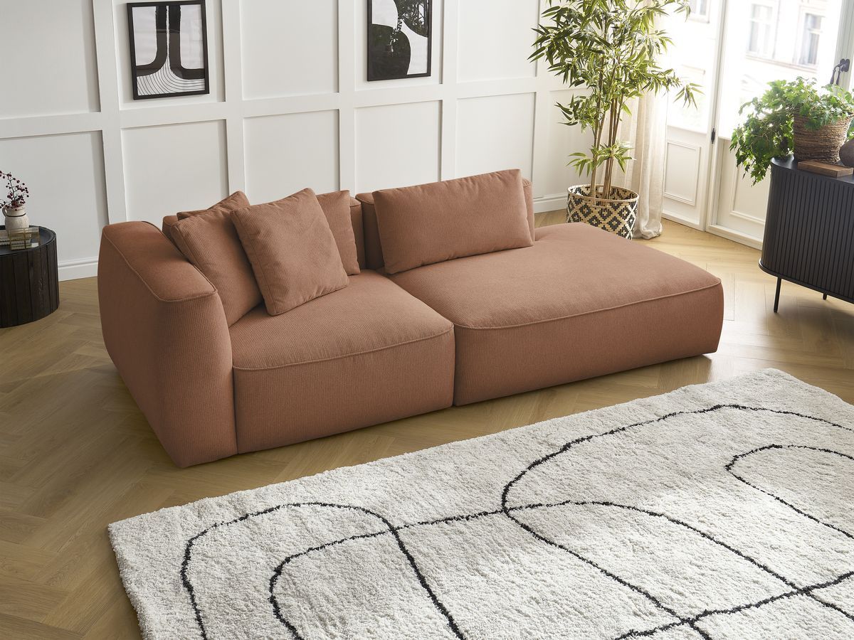 Bobochic Leopold Sofa 3-Sitzer Melange-Stoff Orange Armlehne links