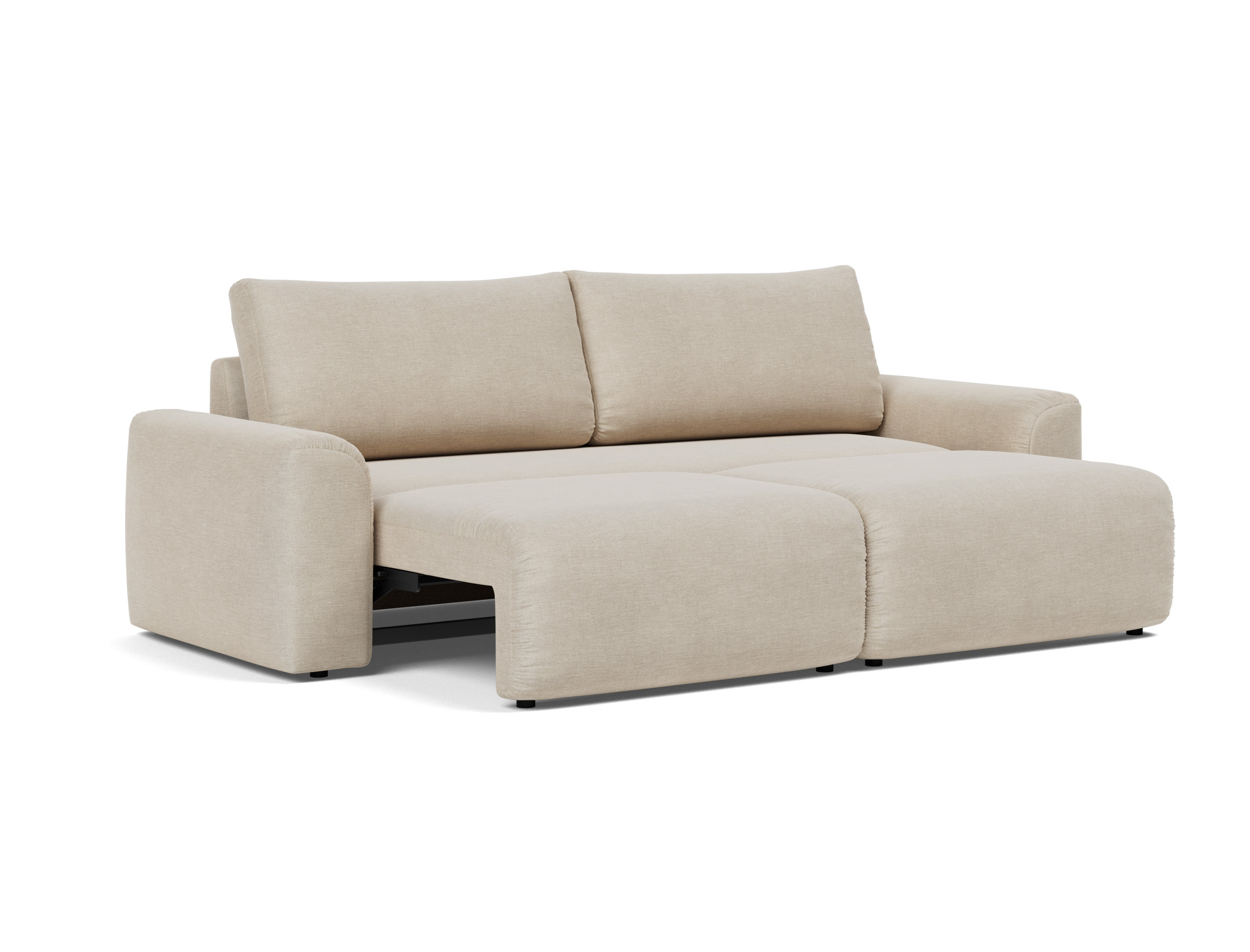 Schlafsofa Norum mit Chunky-Armlehnen Flachgewebe Phobos 586-Latte