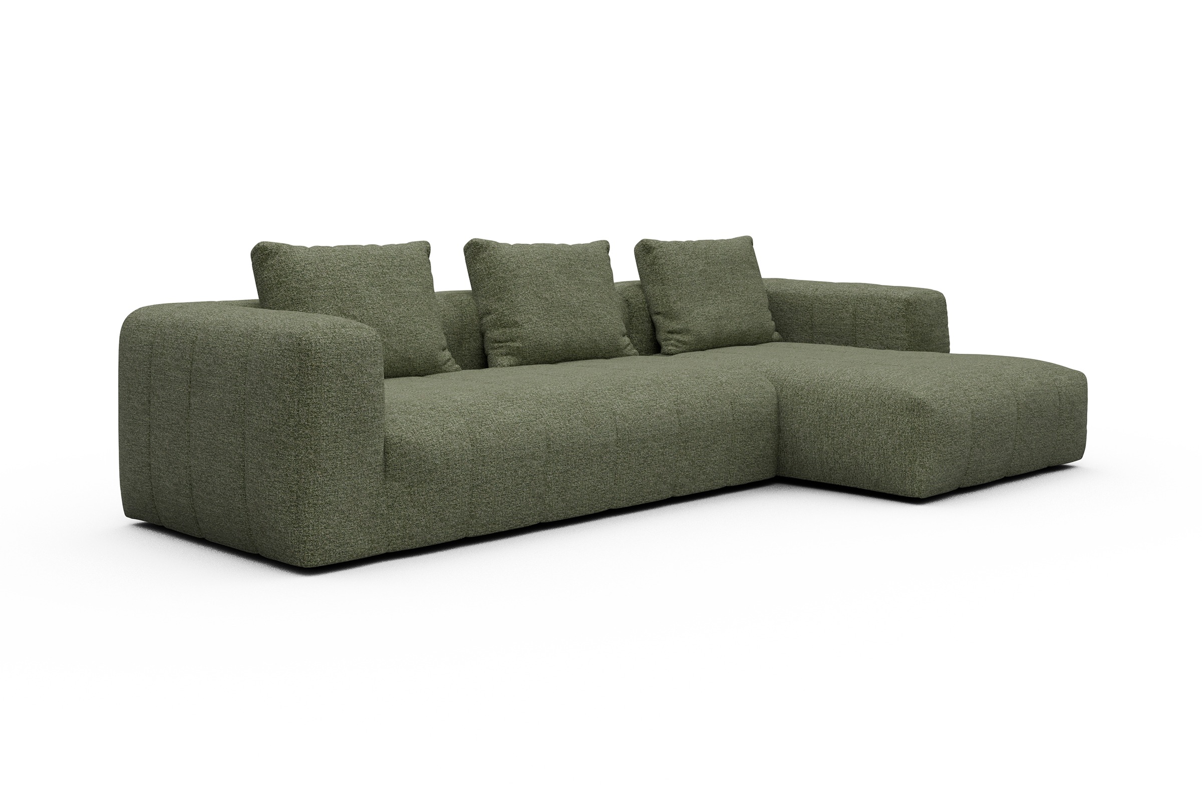Ecksofa Hugo 2,5-Sitzer Armlehne links mit Chaiselongue Carreno-Vivid-Green