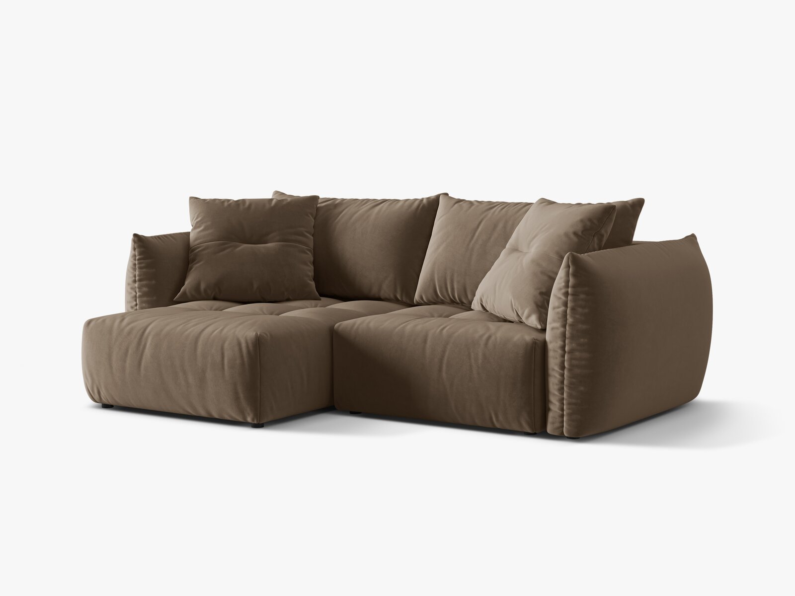 Micadoni Bloom Ecksofa 3-Sitzer mit Schlaffunktion Links Samt Casino Hellbraun