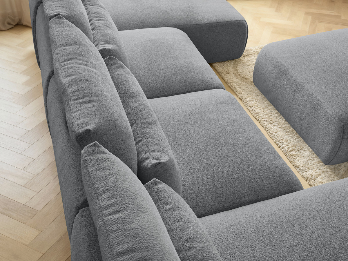 Bobochic Jana Wohnlandschaft mit großem Pouf Melange-Stoff Dunkelgrau