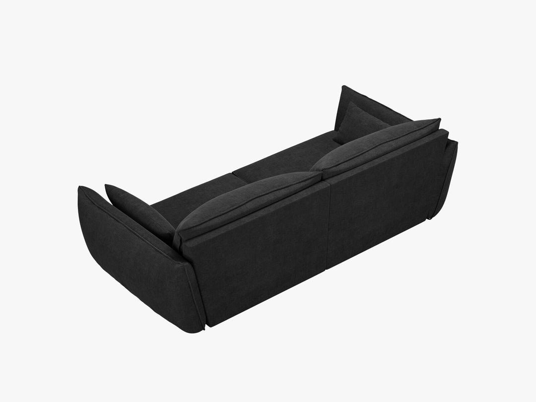 Micadoni Sofa Kaelle 3-Sitzer Chenille Over The Horizon Schwarz