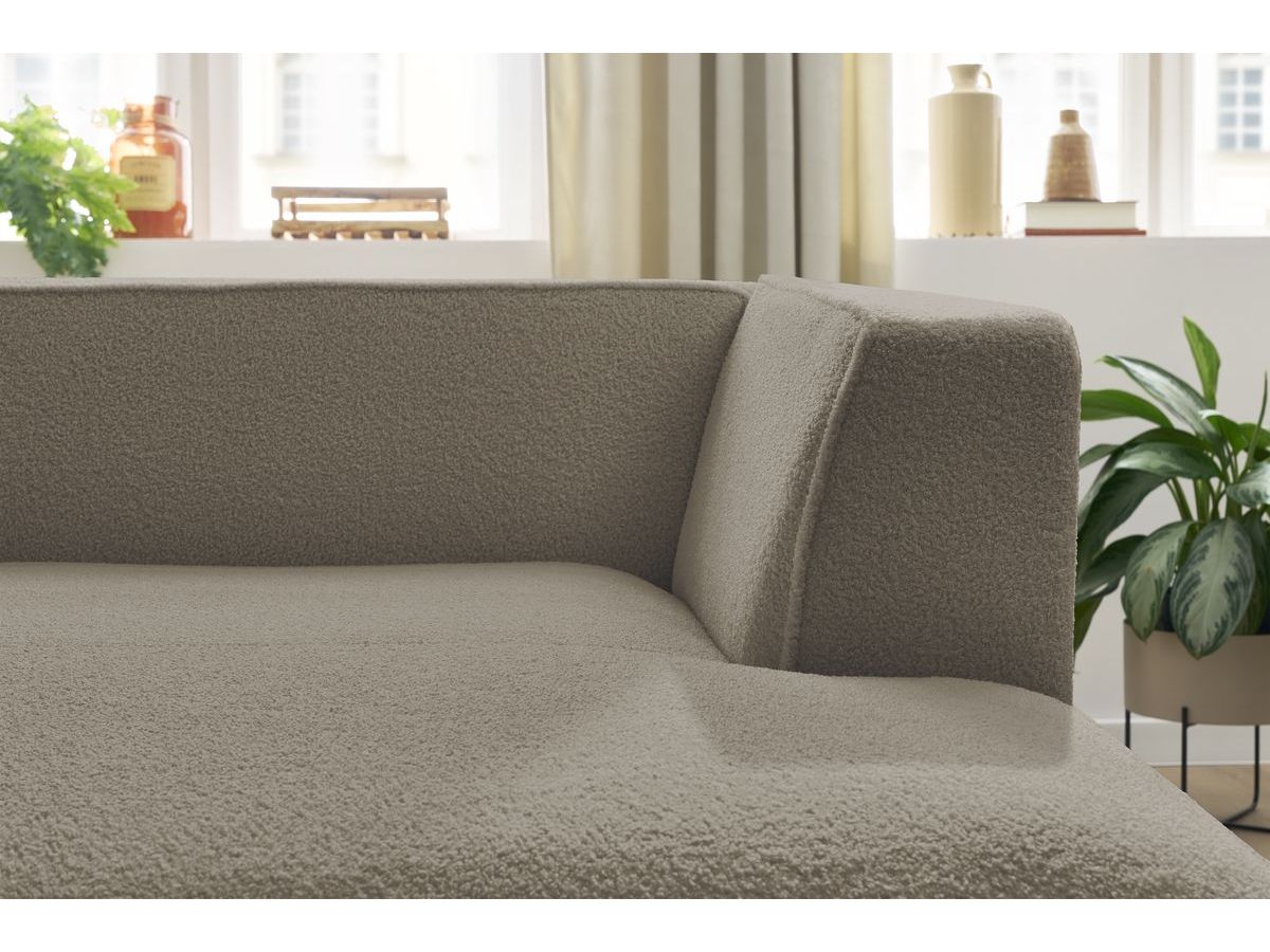 Bobochic Megeve Méridienne-Modul Bouclé-Stoff Braun Ecke rechts