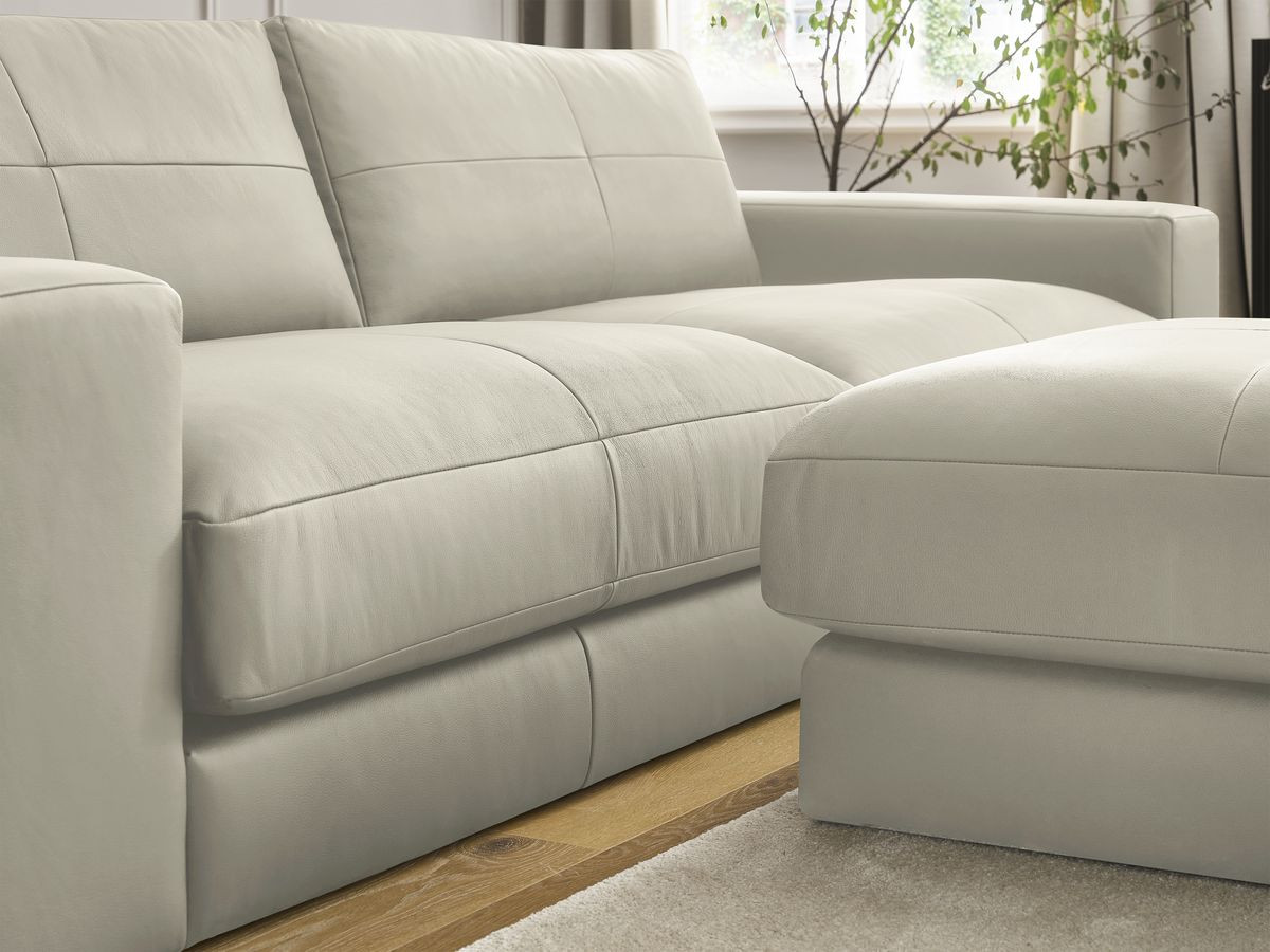 Bobochic Leonard Sofa 4-Sitzer mit Pouf 274 × 109 cm Leder Beige