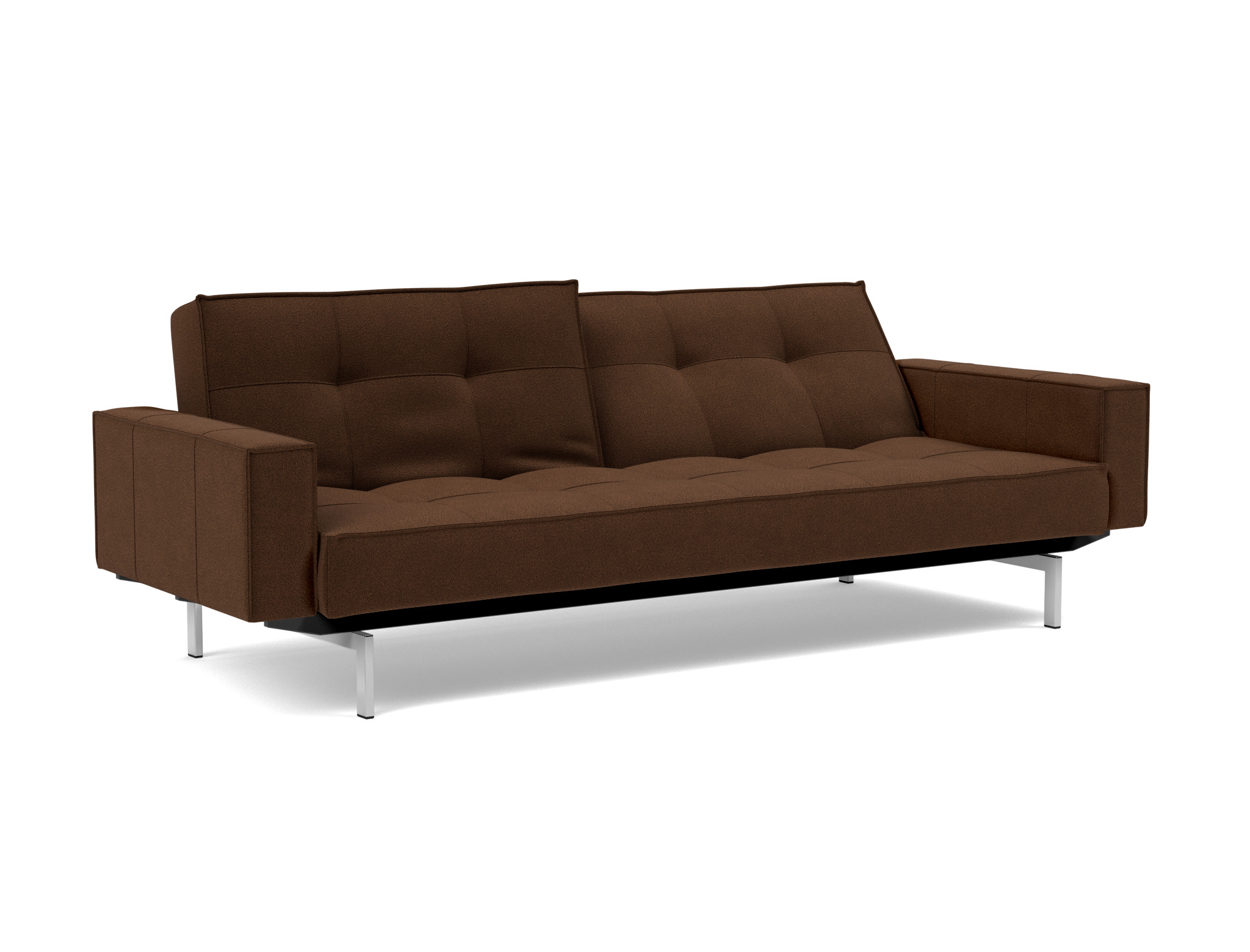 Schlafsofa Splitback mit Armlehnen Strukturierter Stoff Taura 359-Cappuccino Beine Chrom