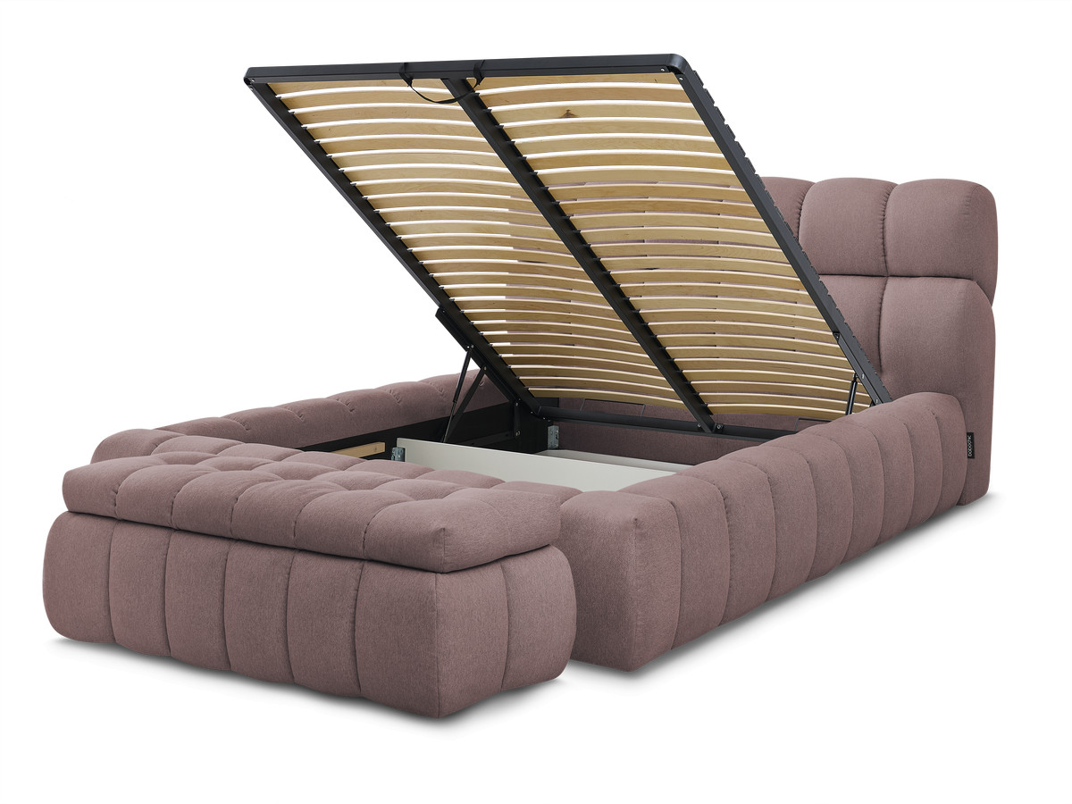 Bobochic Mont-blanc Polsterbett mit Bettkasten mit Bettbank Stoff Rosa, Liegefläche 140 × 190 cm