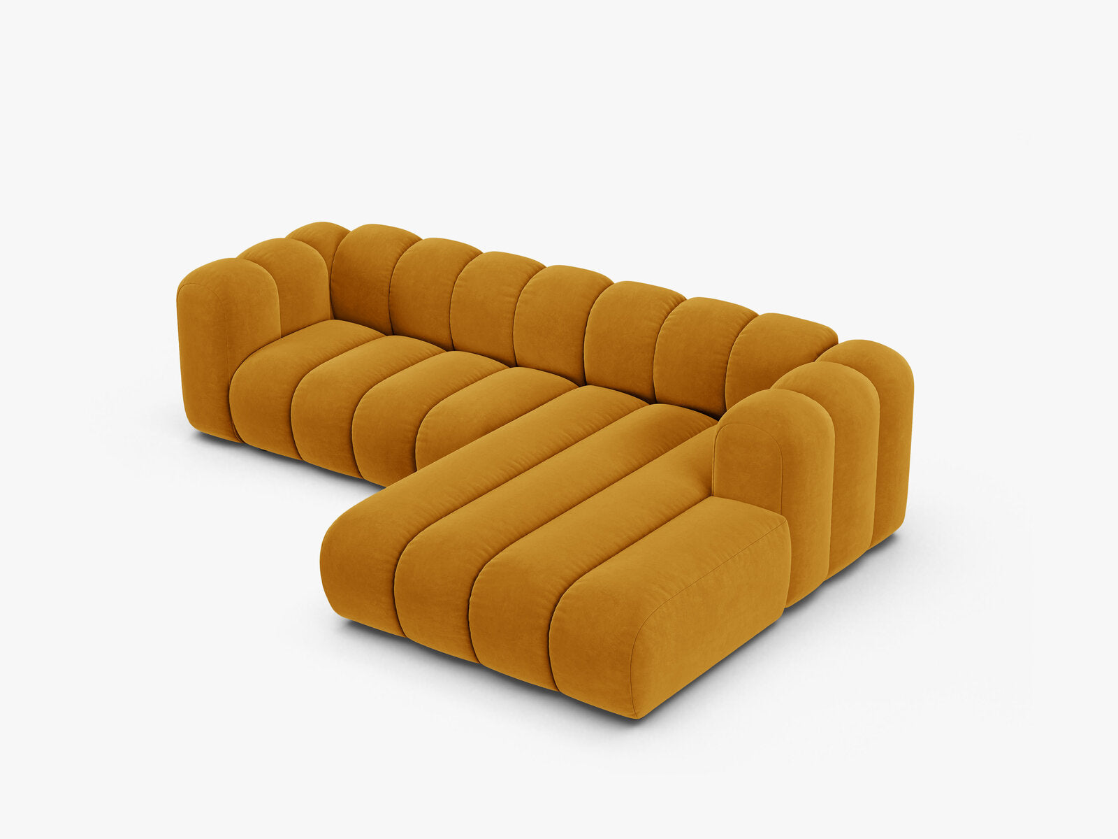 Micadoni Modulares Ecksofa Lupine 4-Sitzer mittelgroß Rechts Samt Salvador Gelb