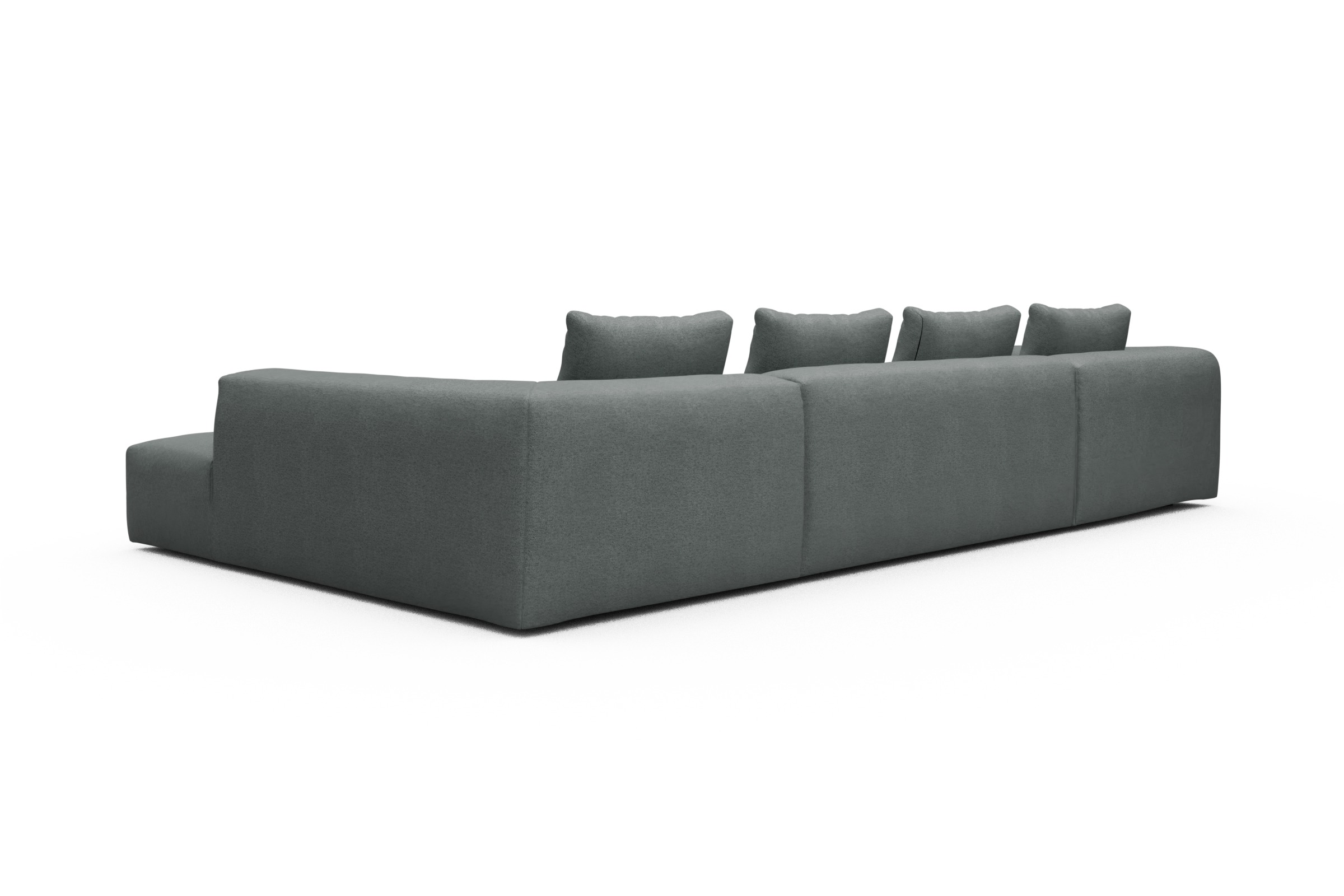 Wohnlandschaft Fred Relax-Ecke rechts mit 2-Sitzer und Chaiselongue links Denari-Soft-Grey