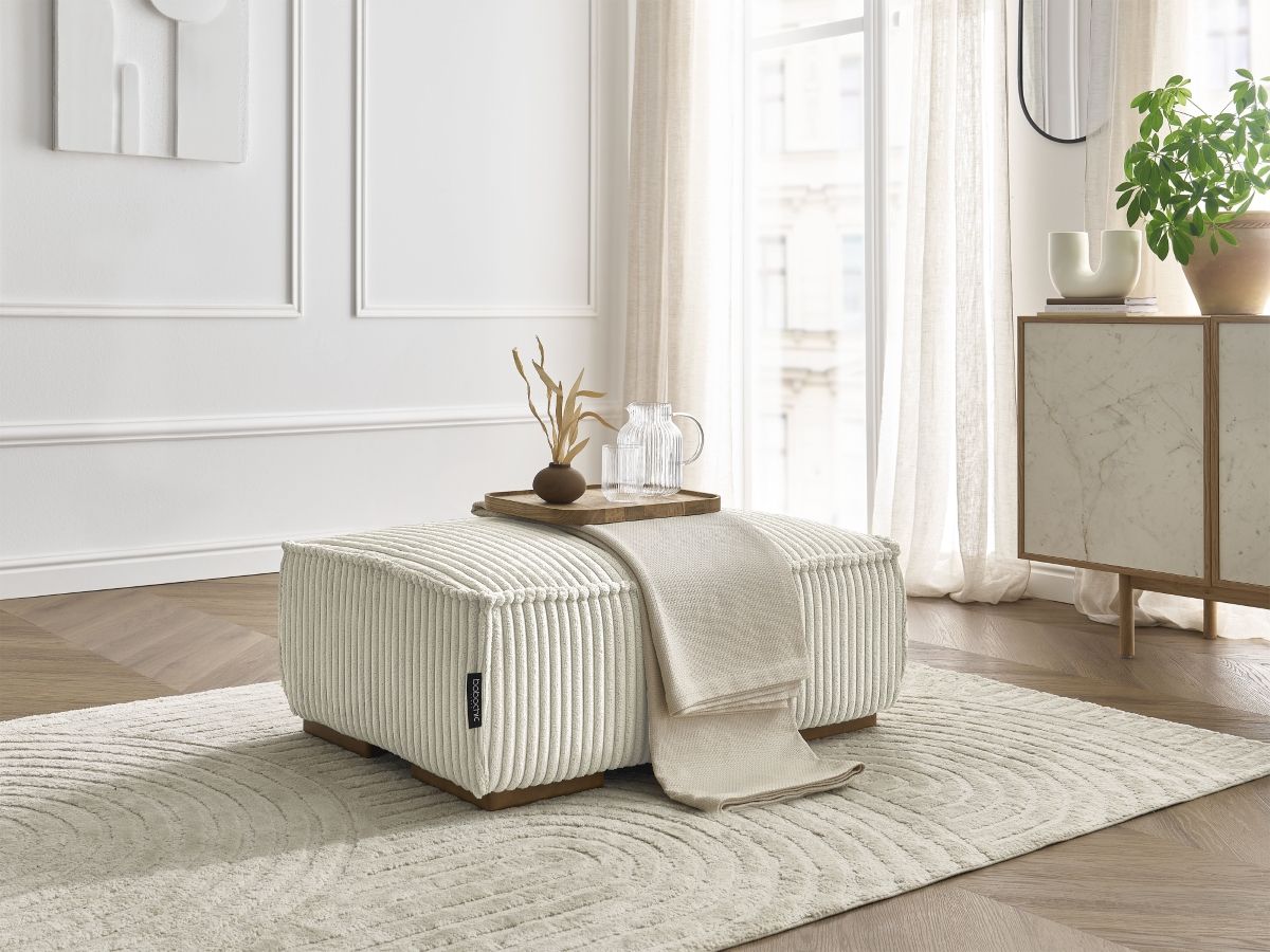 Bobochic Chelsea Pouf Breitcord weich Beige