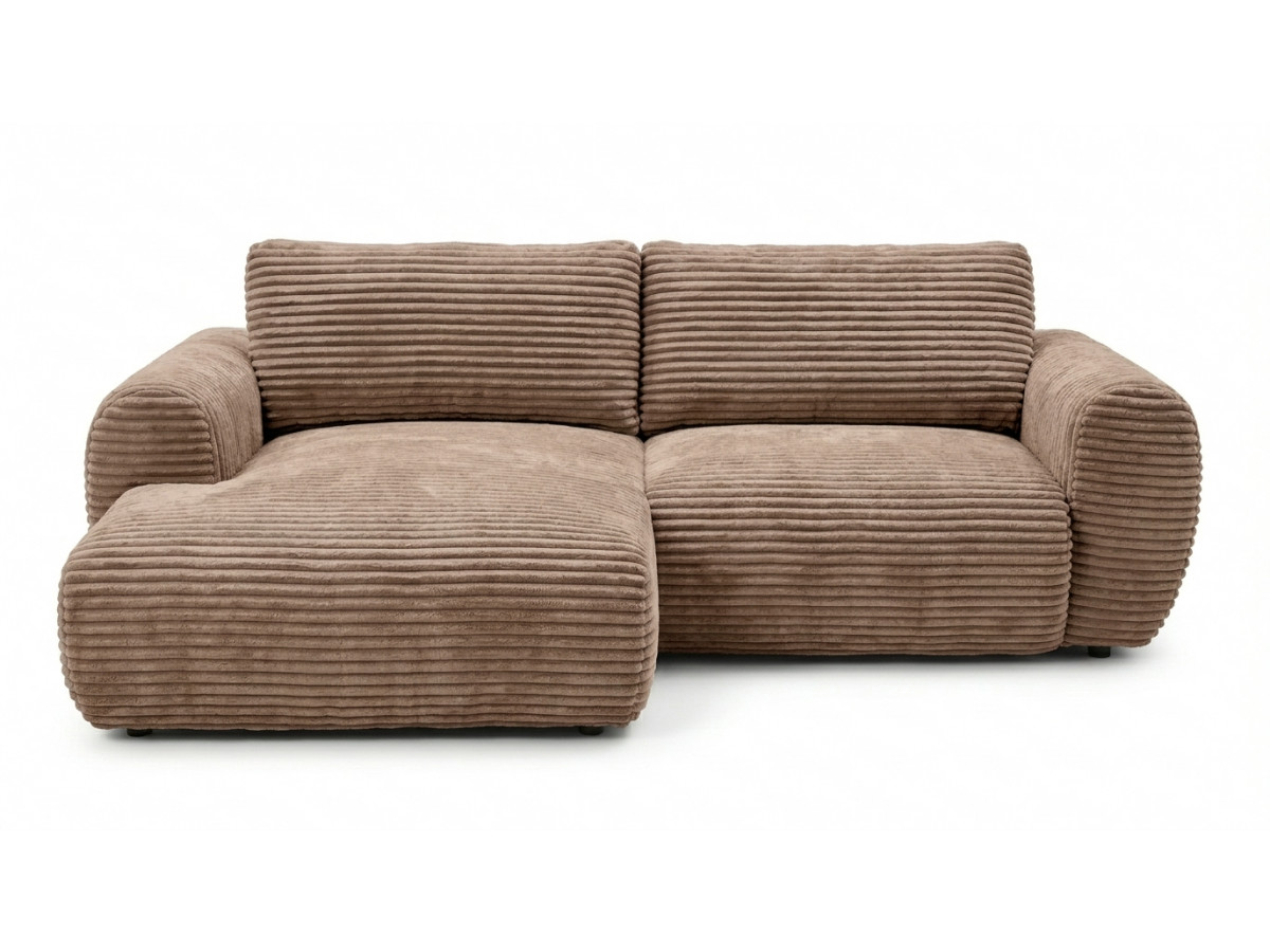 Bobochic Lucien Ecksofa mit Schlaffunktion und Bettkasten Breitcord weich Taupe Ecke links