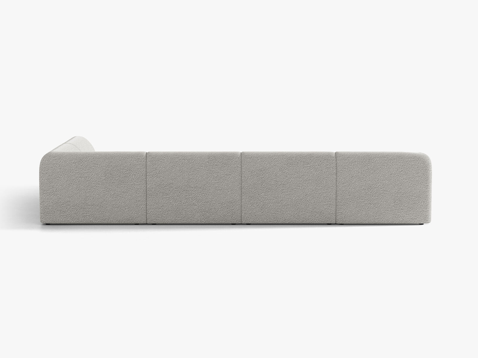 Micadoni Panorama-Ecksofa Miley 6-Sitzer Rechts Boucle Baloo Hellgrau