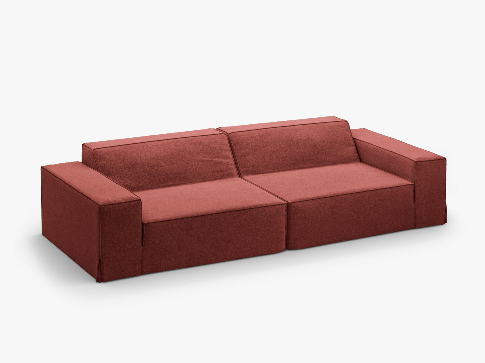 Micadoni Sofa Jodie 4-Sitzer Strukturierter Stoff Lins Kirschholz