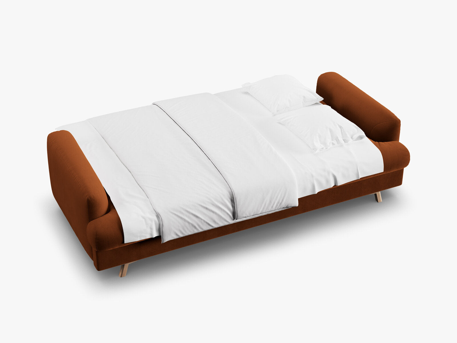 Micadoni Naomi Schlafsofa 3-Sitzer mit Bettkasten Samt Salvador Terrakotta
