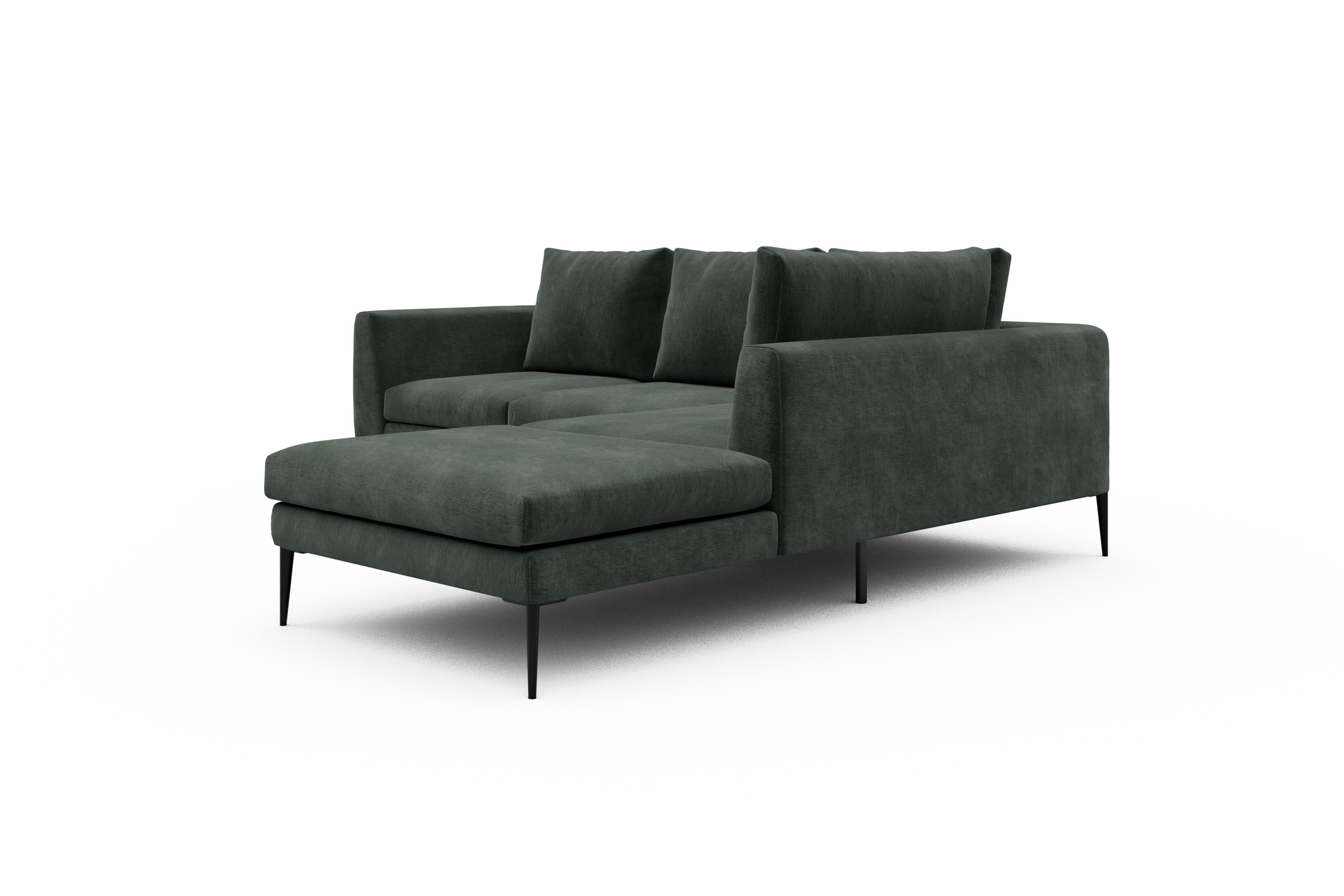 Ecksofa Paul Relax-Ecke rechts mit 2-Sitzer Smooth-Laurel-Green