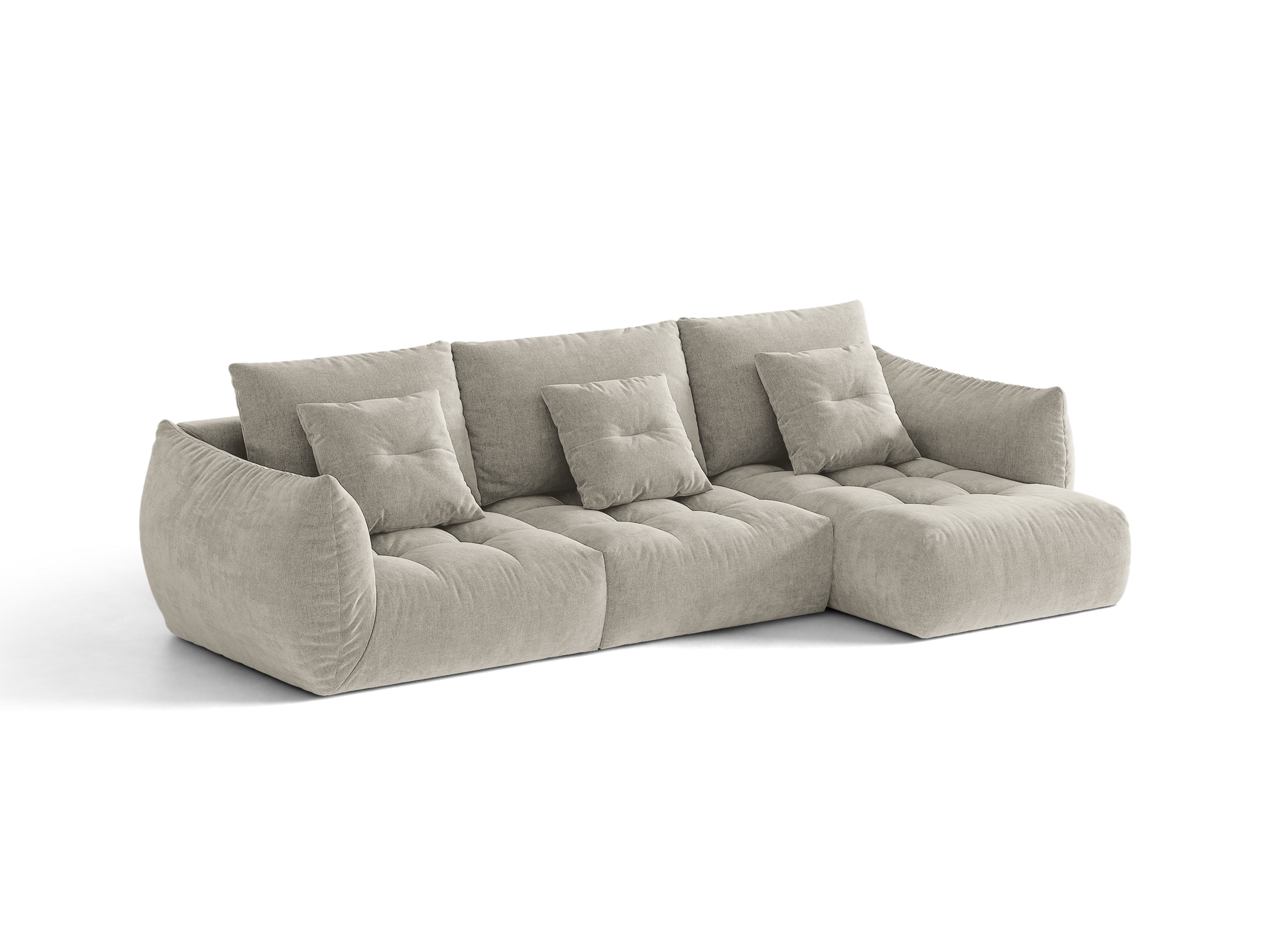 Micadoni Bloom Ecksofa 6-Sitzer Rechts Strukturierter Stoff Wind Hellgrau