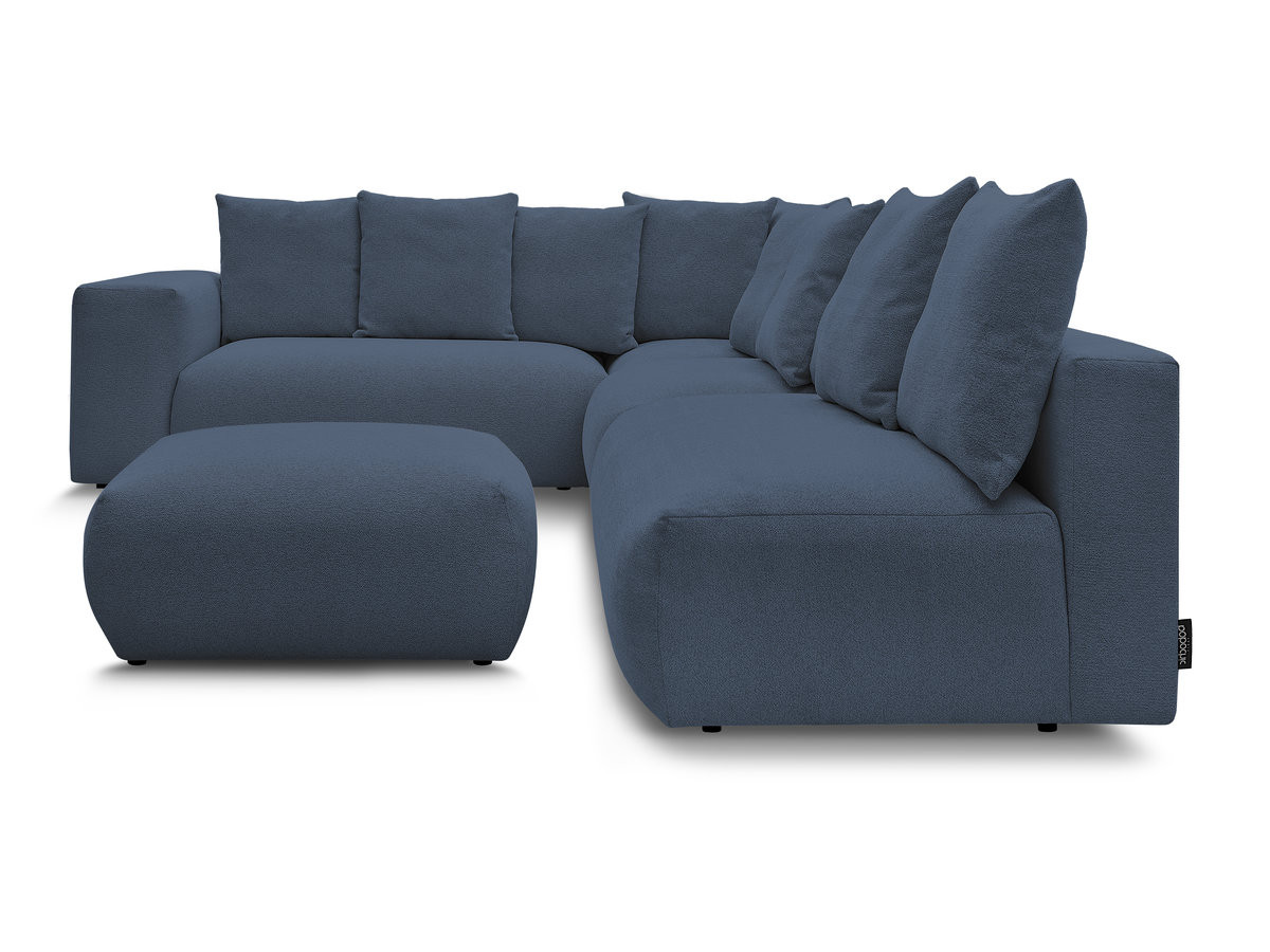 Bobochic Voltaire Ecksofa mit Pouf 322 × 268 cm Melange-Stoff Dunkelblau Ecke links