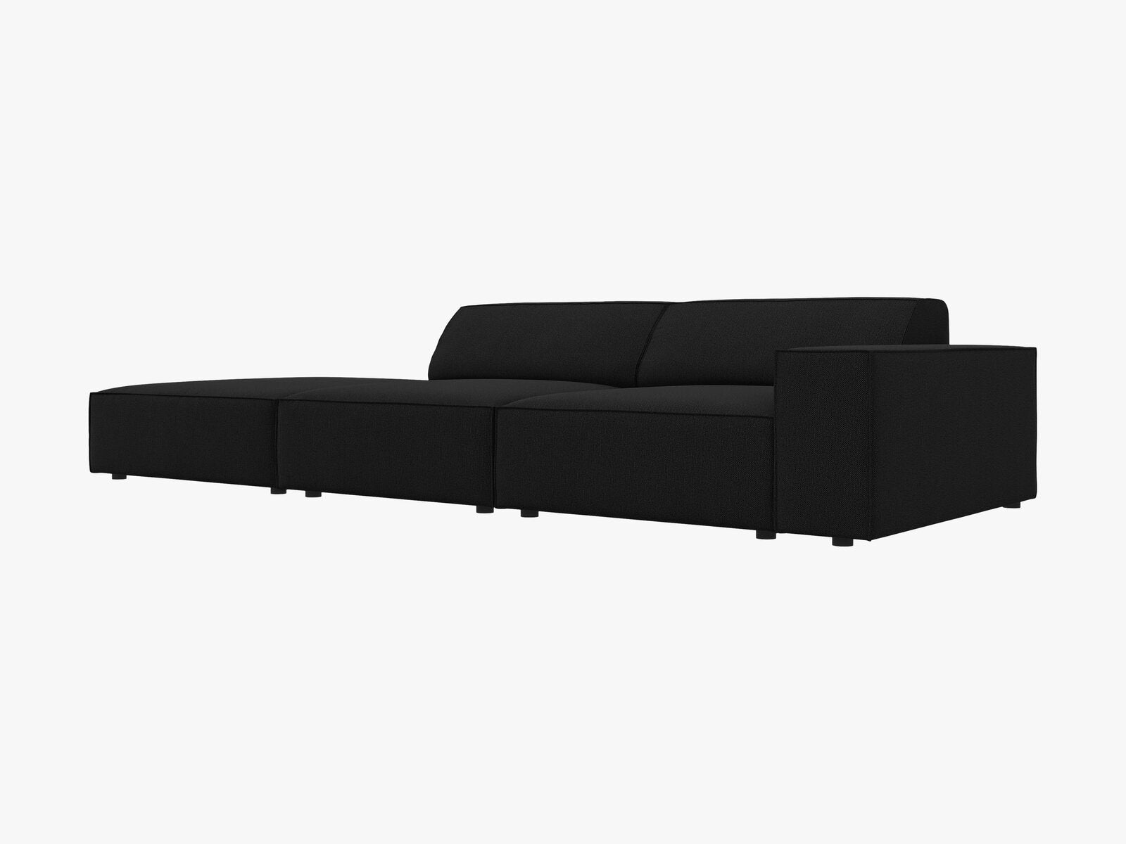Micadoni Sofa Jodie 3-Sitzer Links Strukturierter Stoff Megan Schwarz