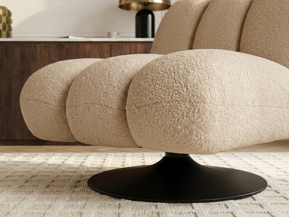 Bobochic Janissaire Sessel 79 × 89 cm Bouclé-Stoff Beige