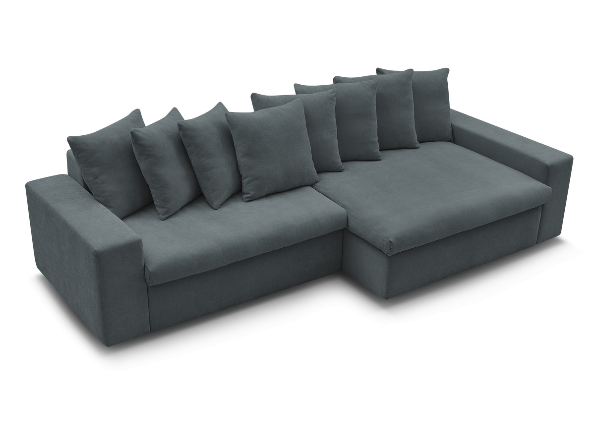 Bobochic Enore Ecksofa 330 × 100 cm Stoff Blau Ecke rechts