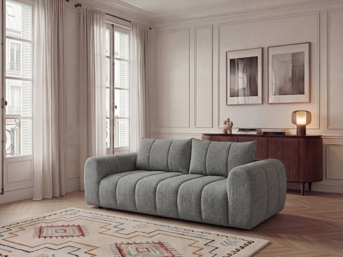 Bobochic Nesty Sofa 3-Sitzer Melange-Stoff Dunkelgrau