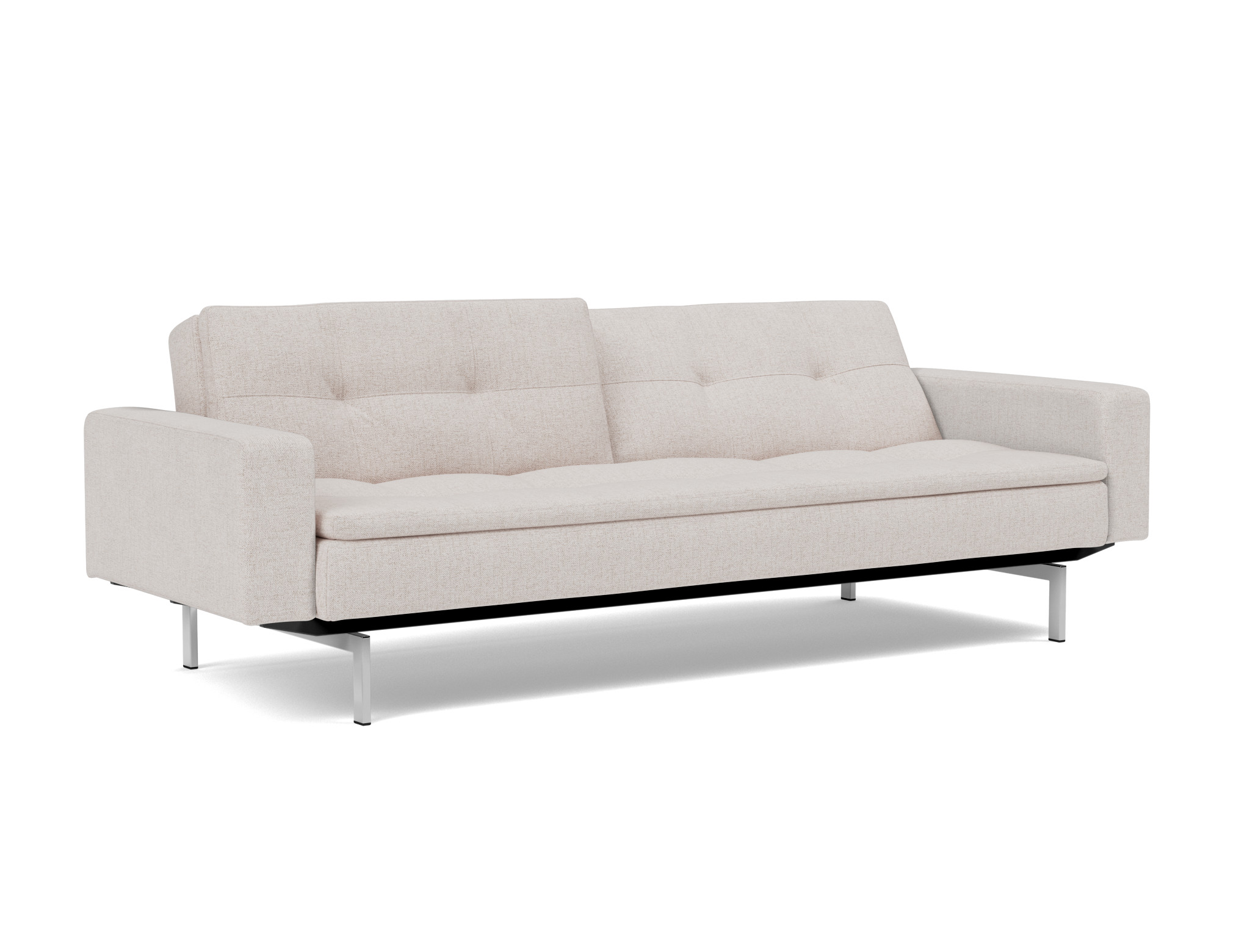 Schlafsofa Dublexo mit Armlehnen Strukturierter Stoff Weda 300-Weda-Sand Beine Chrom