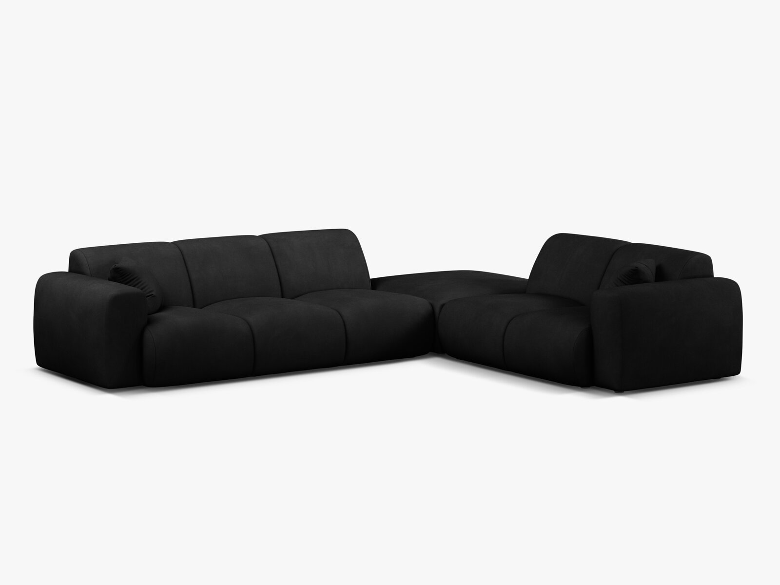 Micadoni Ecksofa Molino 6-Sitzer Rechts Strukturierter Stoff Rebel Schwarz