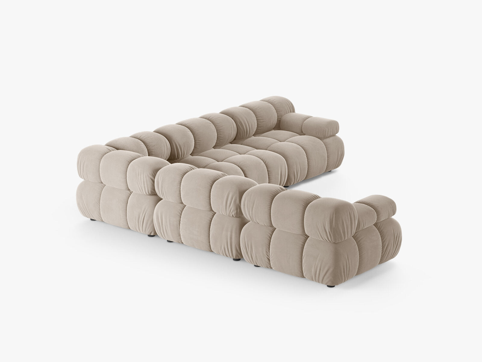 Micadoni Symmetrisches Ecksofa Bellis 5-Sitzer Samt Bluvel Dunkelbeige