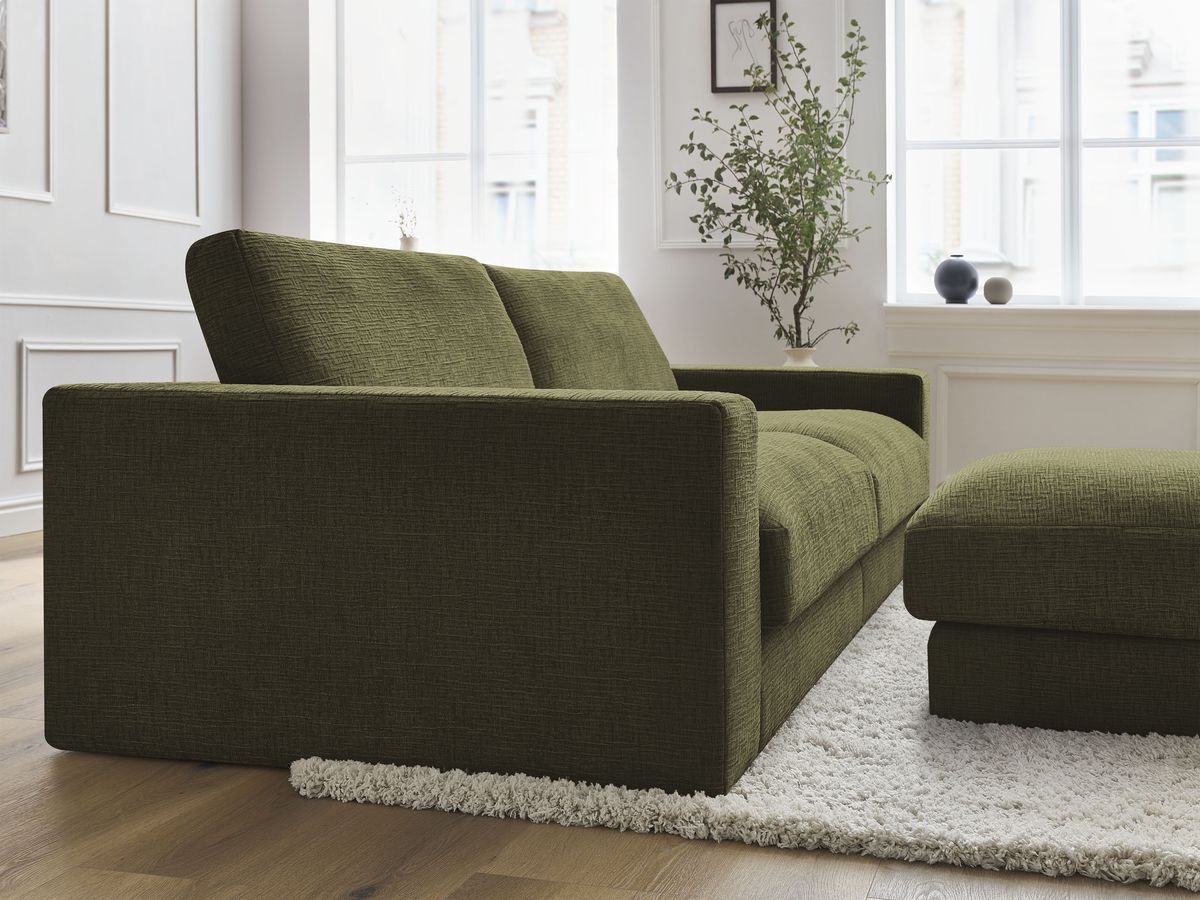 Bobochic Leonard Sofa 4-Sitzer mit Pouf 274 × 109 cm Strukturstoff Grün