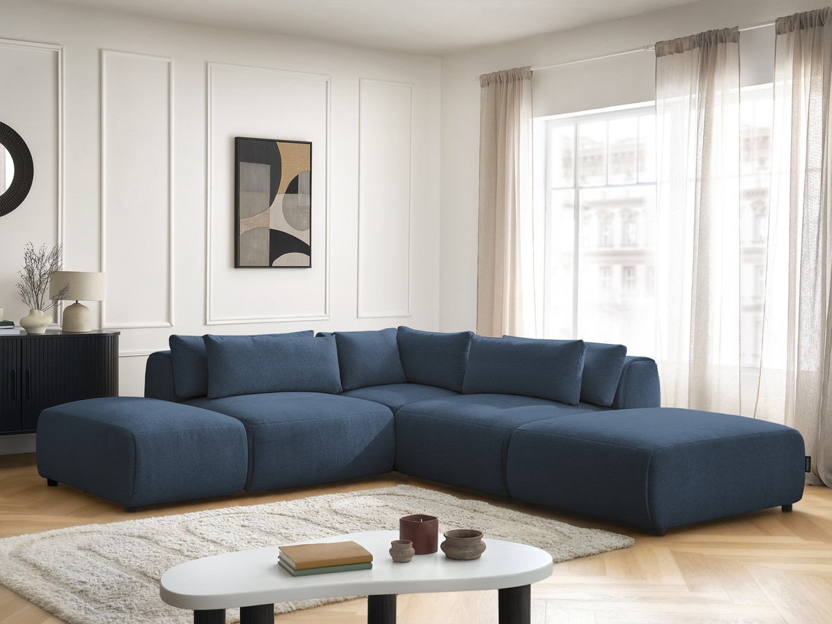 Bobochic Jana Ecksofa Melange-Stoff Blau