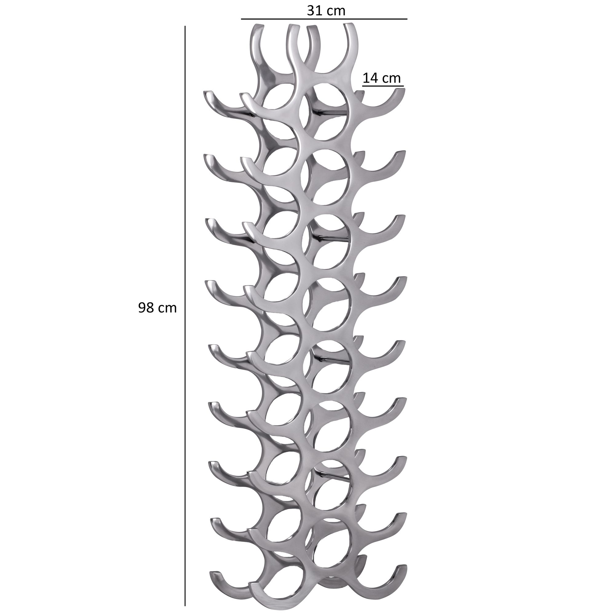 Flaschenregal Vinstra Aluminium Silber 31 × 14 × 98 cm